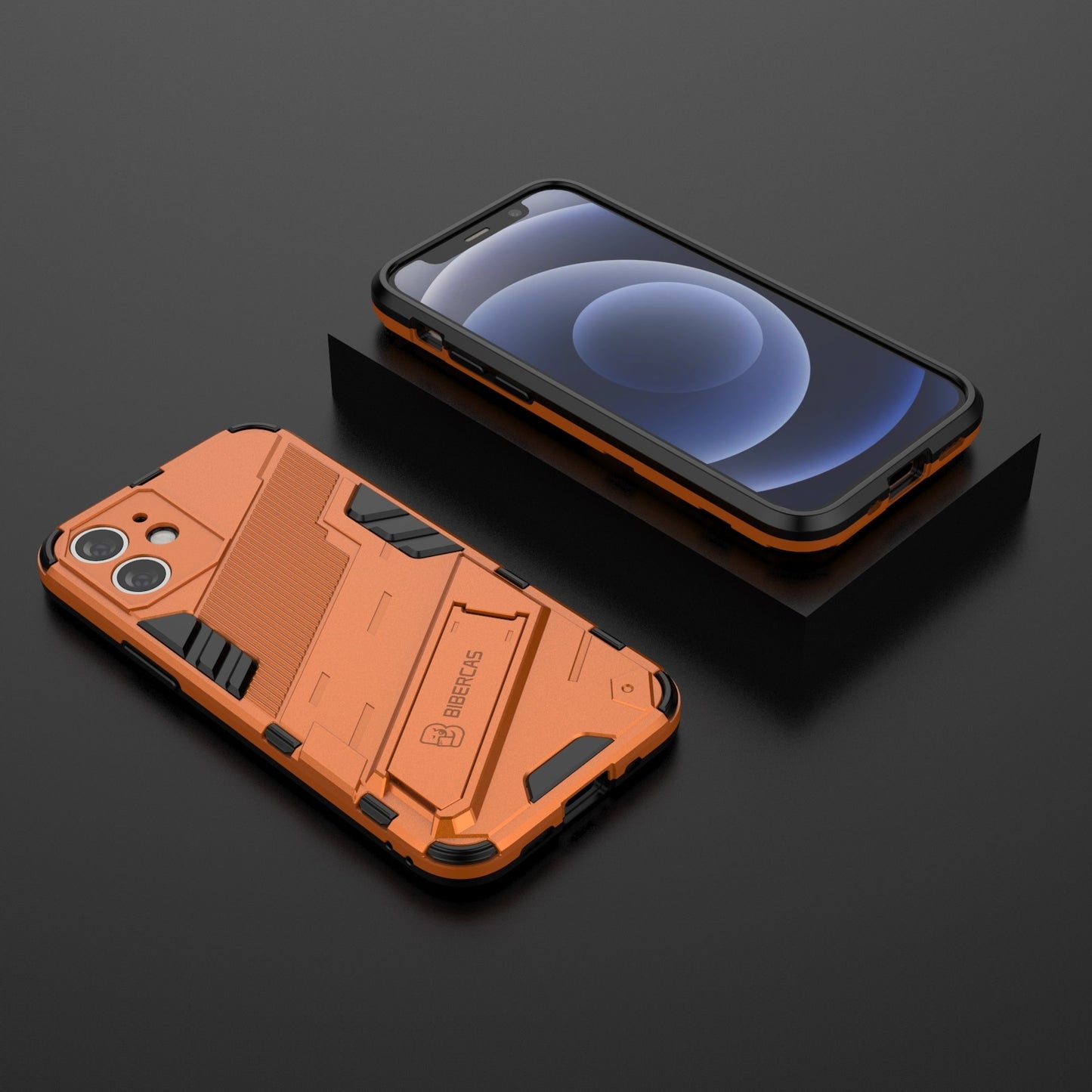 iPhone 12 mini Shockproof Phone Case - Punk Armor 2-in-1 PC + TPU with Invisible Holder