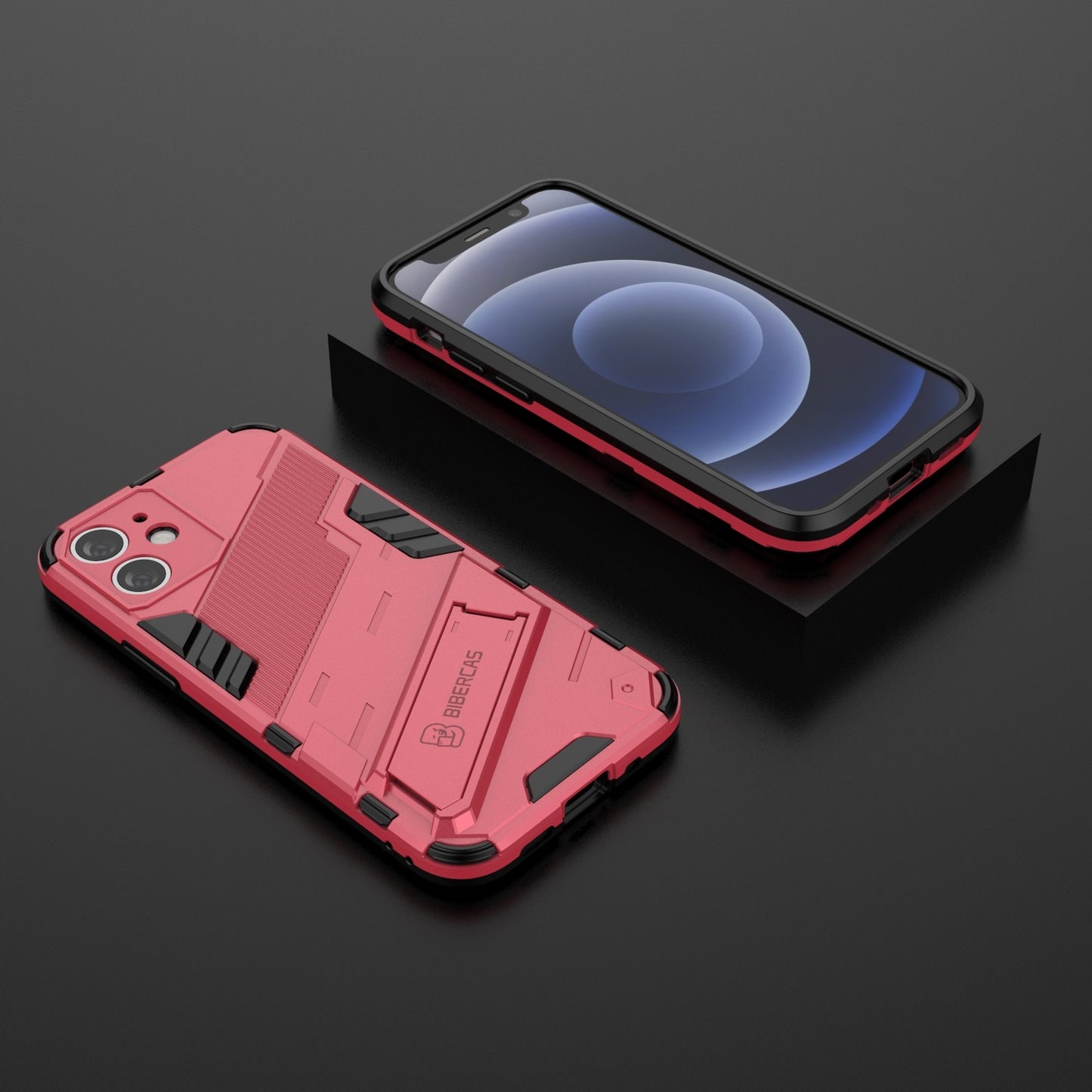 iPhone 12 mini Shockproof Phone Case - Punk Armor 2-in-1 PC + TPU with Invisible Holder
