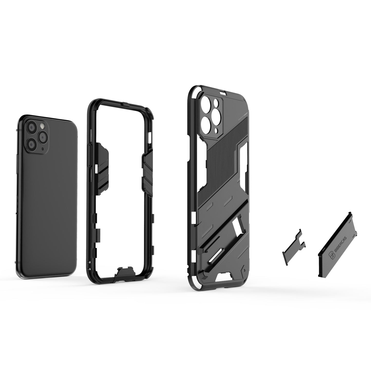 iPhone 11 Pro Shockproof Phone Case - Punk Armor 2-in-1 PC + TPU with Invisible Holder