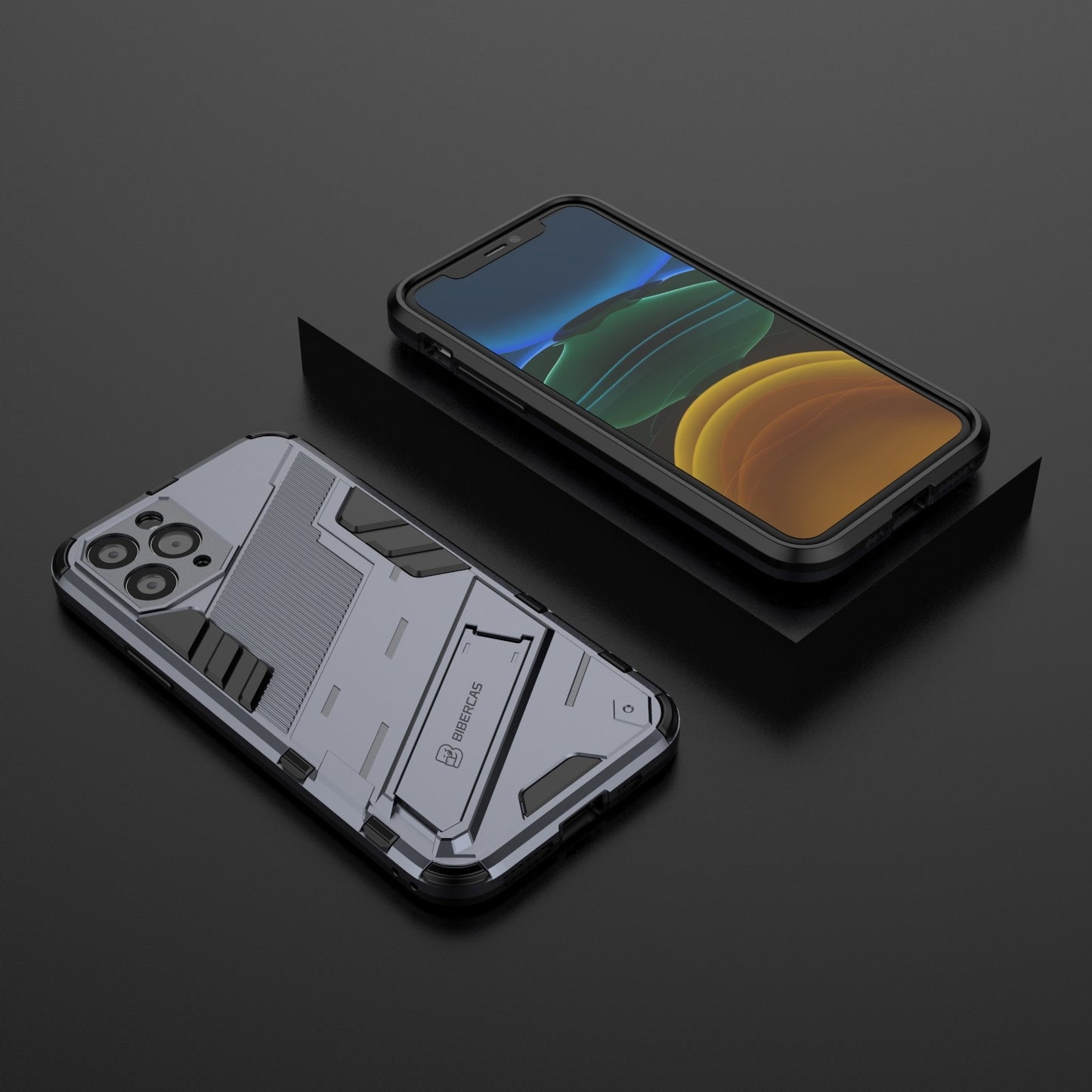 iPhone 11 Pro Shockproof Phone Case - Punk Armor 2-in-1 PC + TPU with Invisible Holder