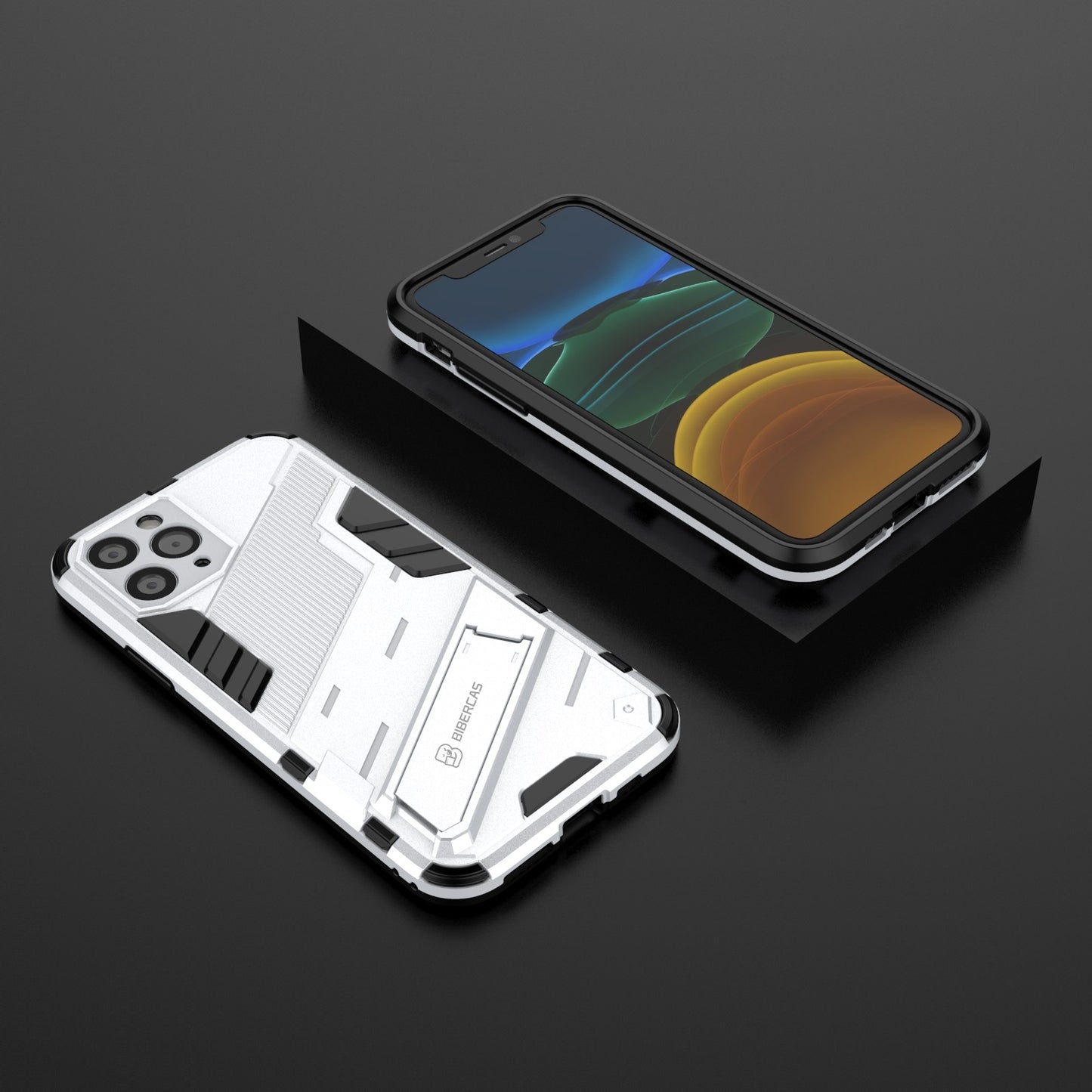 iPhone 11 Pro Shockproof Phone Case - Punk Armor 2-in-1 PC + TPU with Invisible Holder