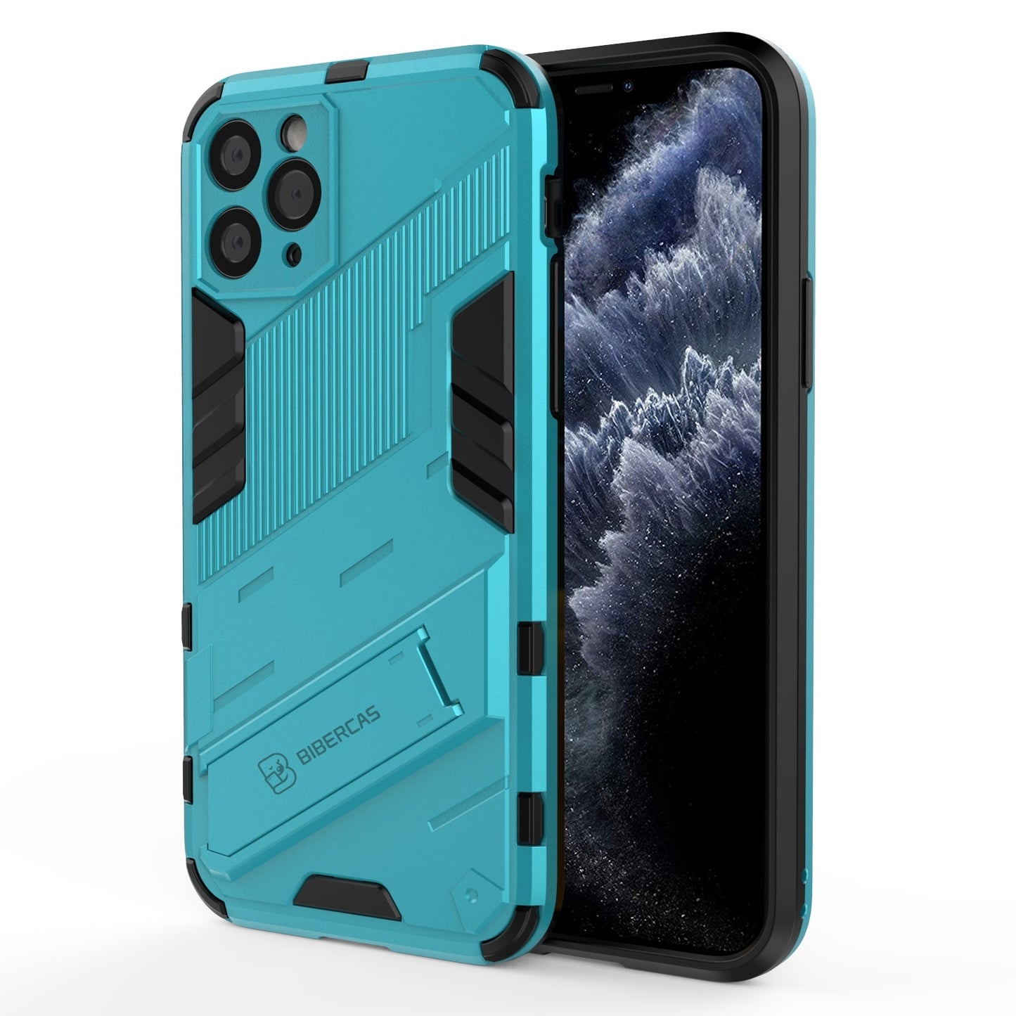iPhone 11 Pro Shockproof Phone Case - Punk Armor 2-in-1 PC + TPU with Invisible Holder