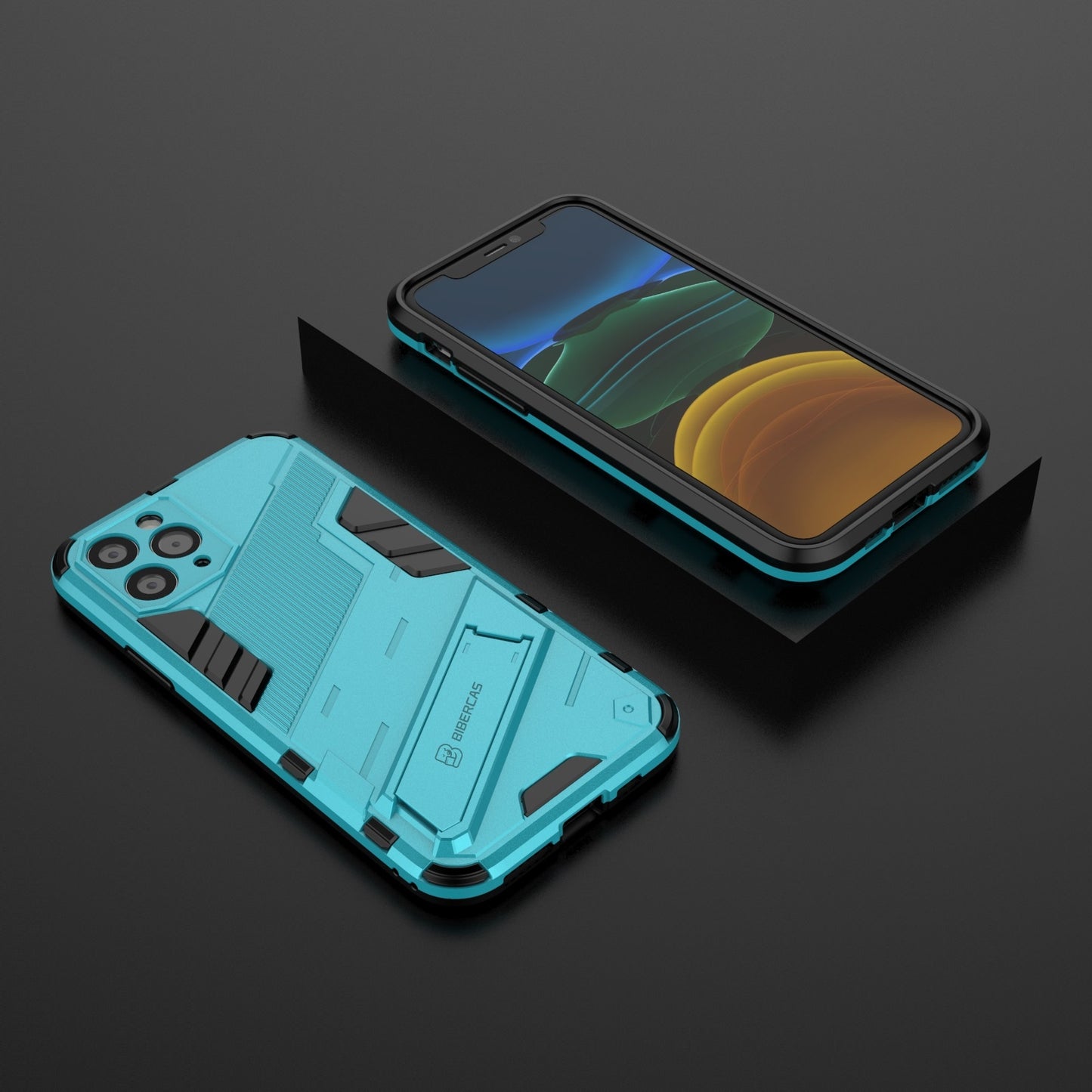 iPhone 11 Pro Shockproof Phone Case - Punk Armor 2-in-1 PC + TPU with Invisible Holder