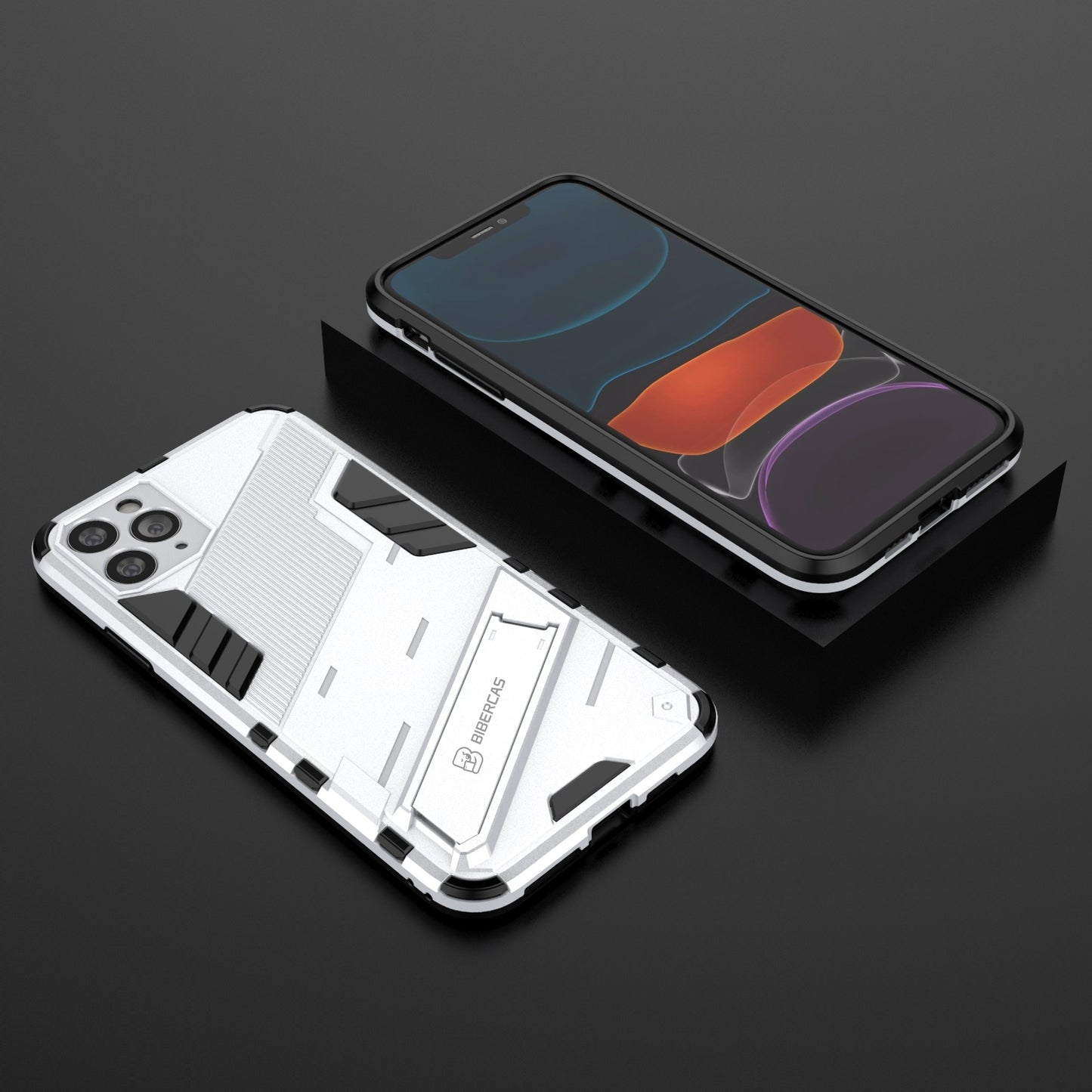 iPhone 11 Pro Max Shockproof Phone Case - Punk Armor 2-in-1 PC + TPU with Invisible Holder