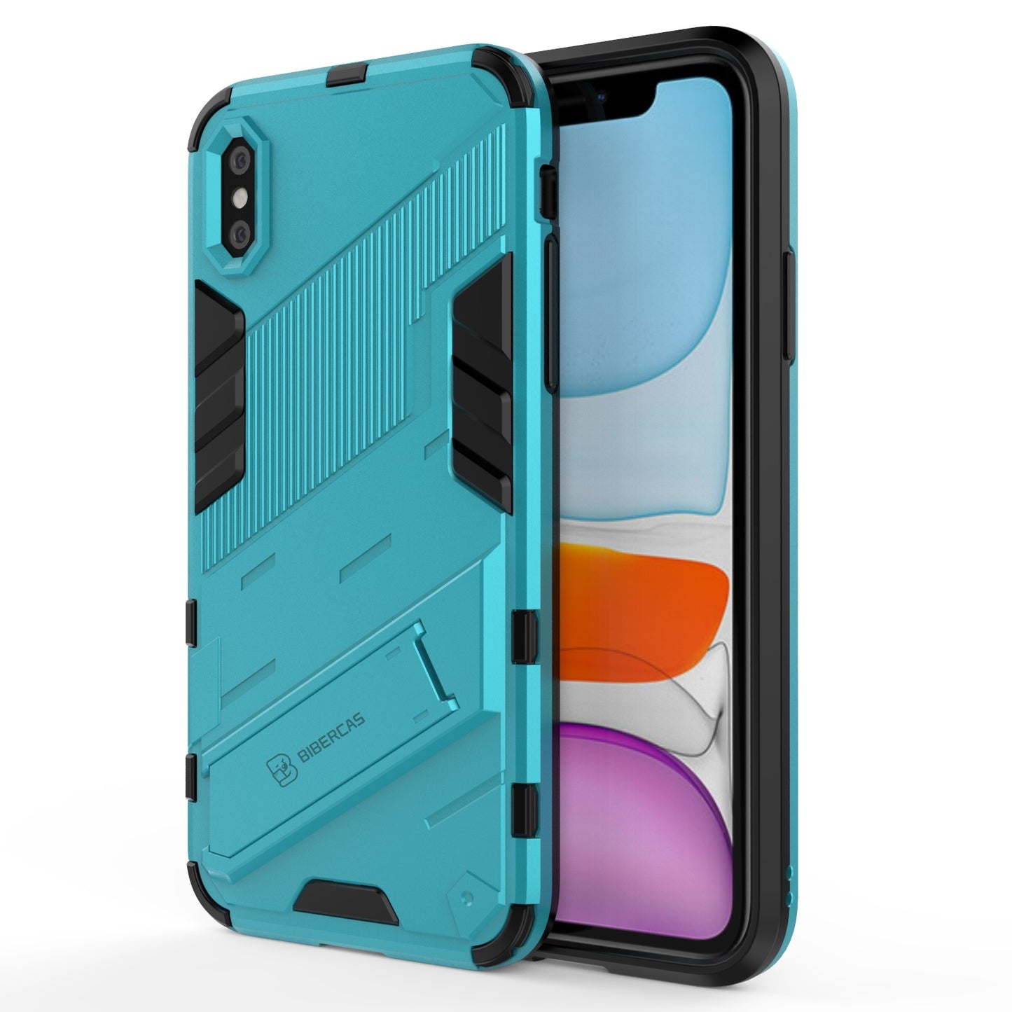 iPhone X/XS Shockproof Phone Case - Punk Armor 2-in-1 PC + TPU with Invisible Holder