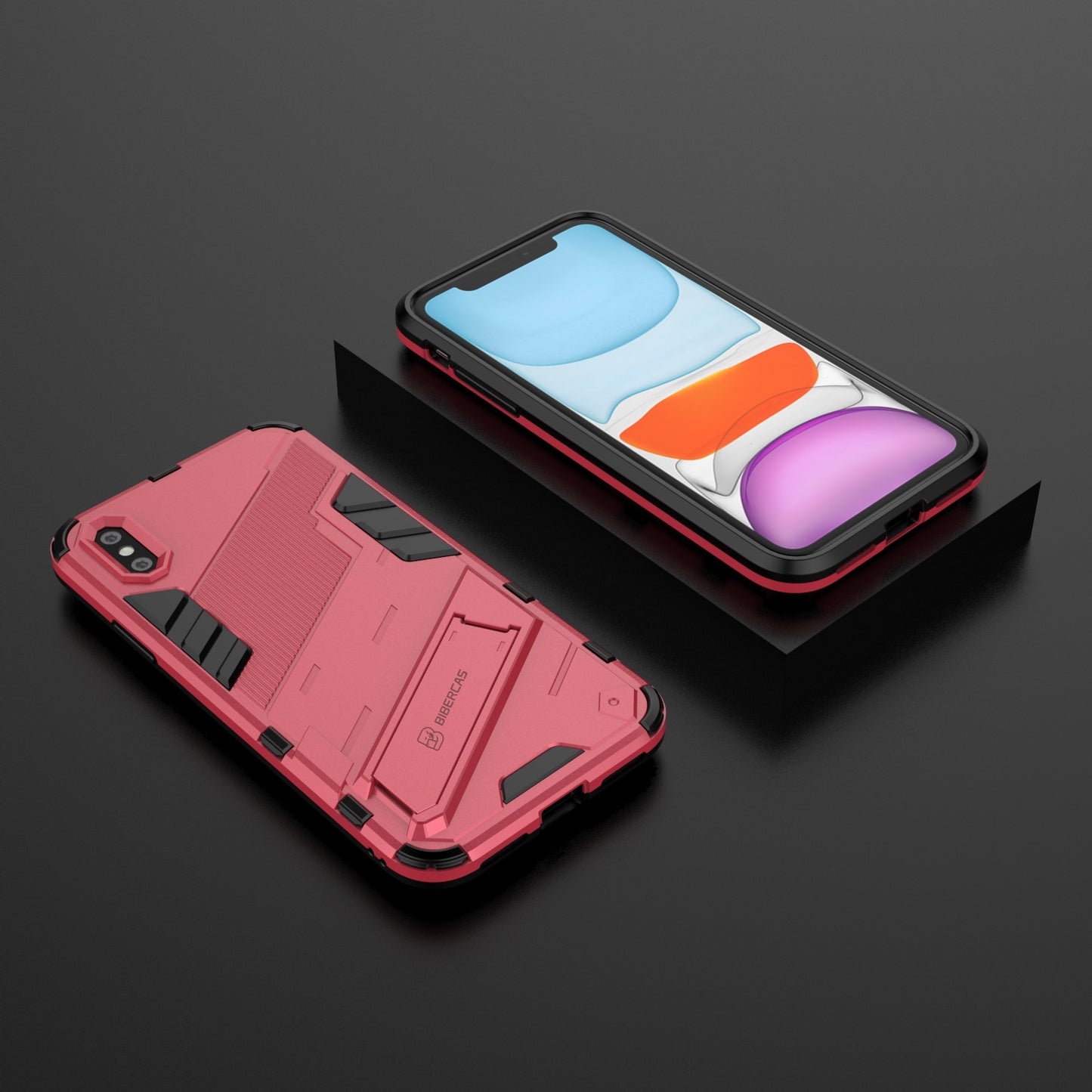 iPhone X/XS Shockproof Phone Case - Punk Armor 2-in-1 PC + TPU with Invisible Holder