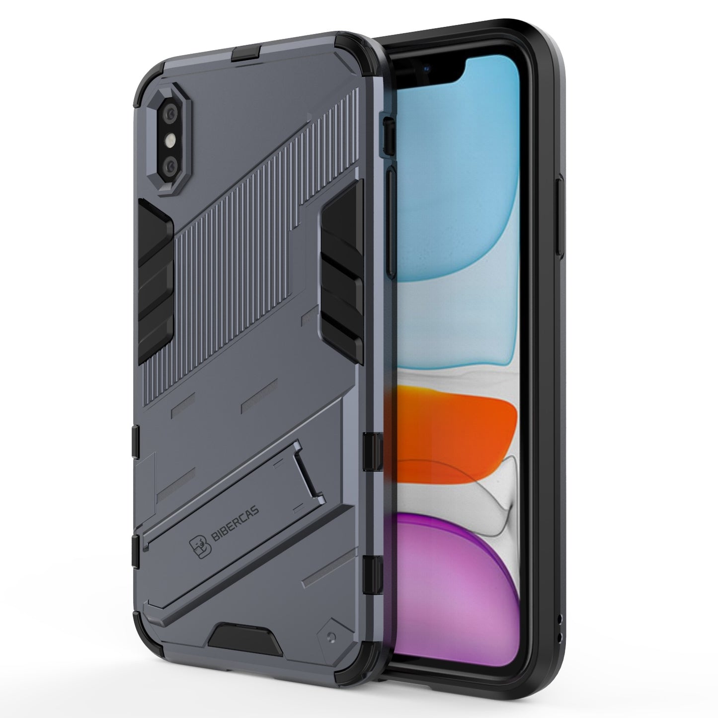 iPhone XR Shockproof Phone Case - Punk Armor 2-in-1 PC + TPU with Invisible Holder