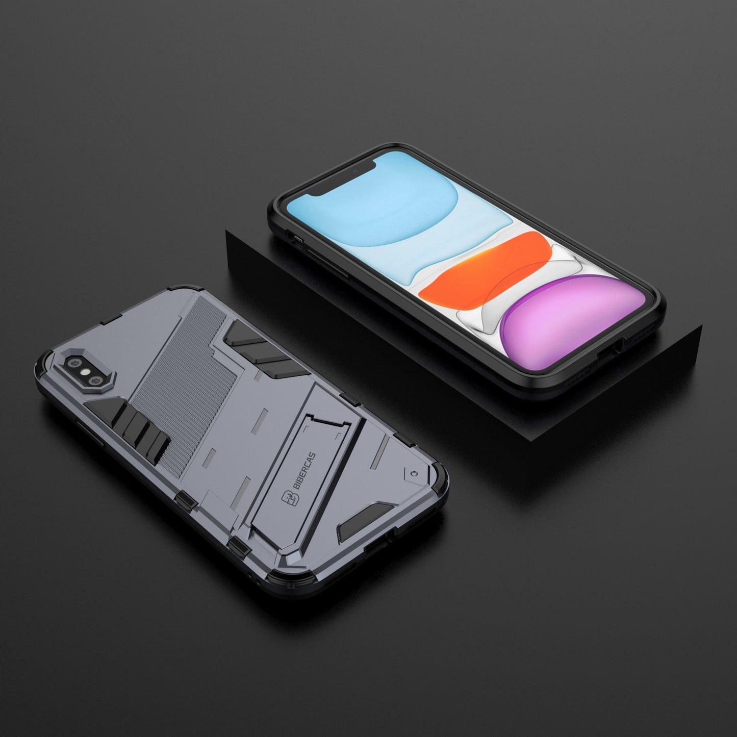 iPhone XR Shockproof Phone Case - Punk Armor 2-in-1 PC + TPU with Invisible Holder