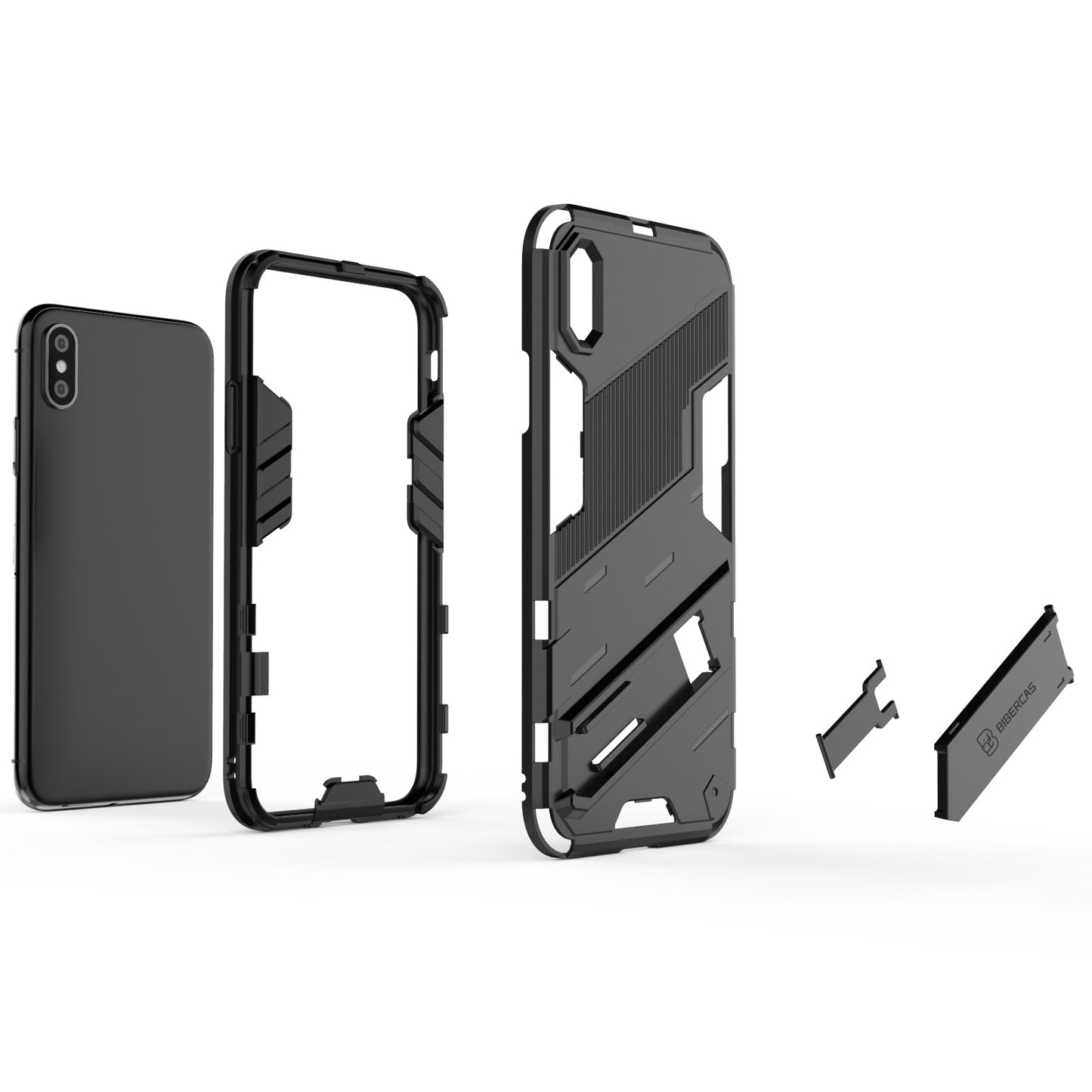 iPhone XR Shockproof Phone Case - Punk Armor 2-in-1 PC + TPU with Invisible Holder