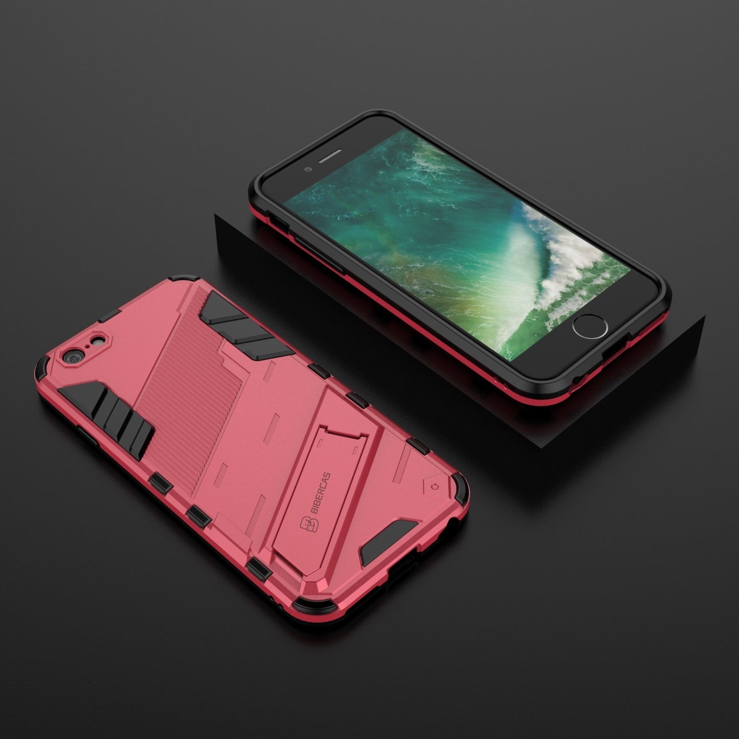 iPhone 6 Shockproof Phone Case - Punk Armor 2-in-1 PC + TPU with Invisible Holder