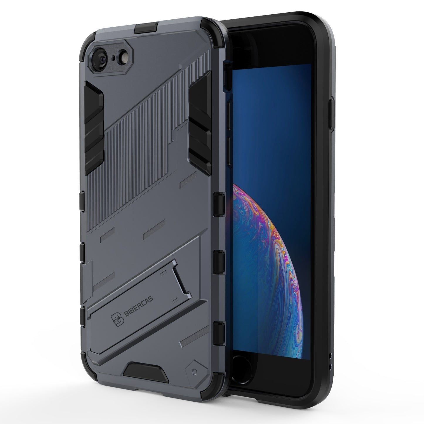 iPhone 8 Shockproof Phone Case - Punk Armor 2-in-1 PC + TPU with Invisible Holder