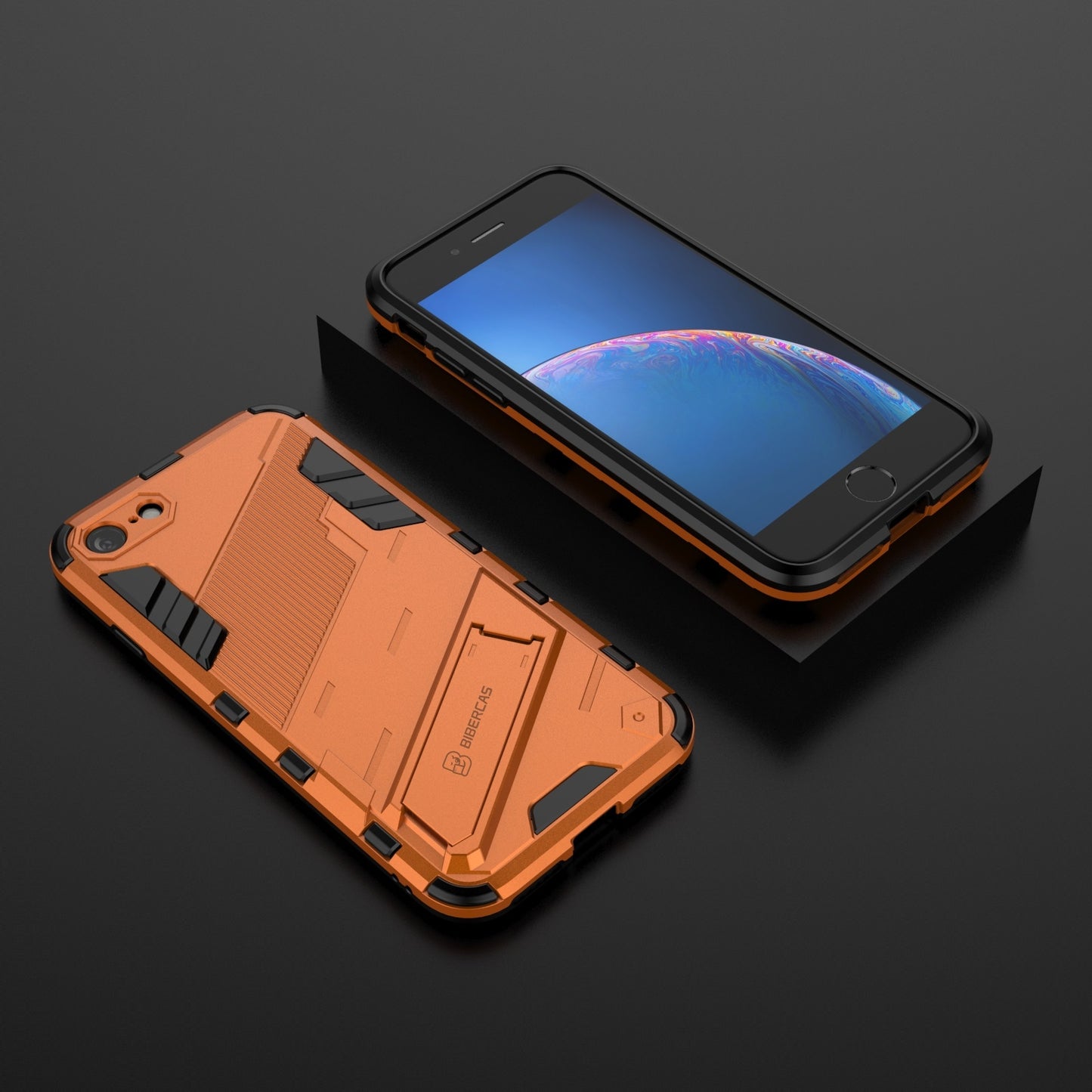 iPhone 8 Shockproof Phone Case - Punk Armor 2-in-1 PC + TPU with Invisible Holder