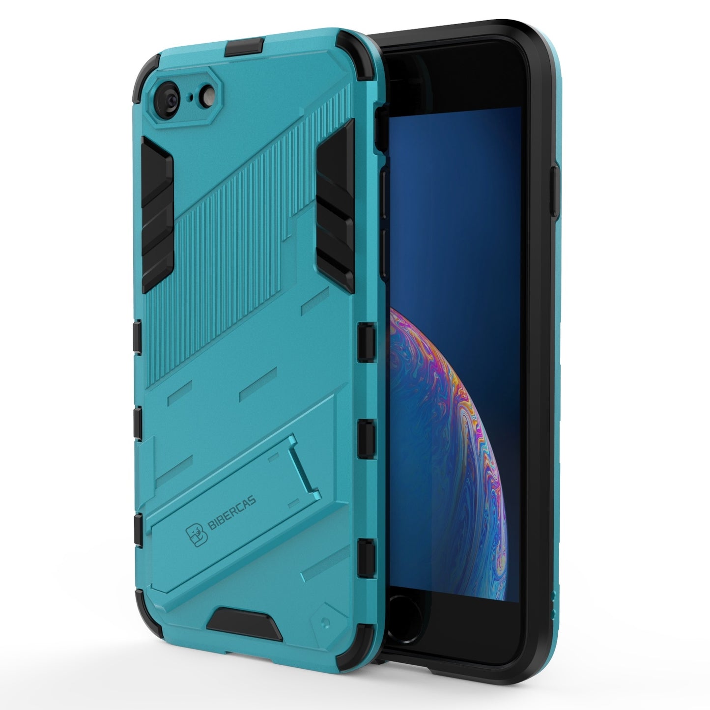 iPhone 8 Shockproof Phone Case - Punk Armor 2-in-1 PC + TPU with Invisible Holder