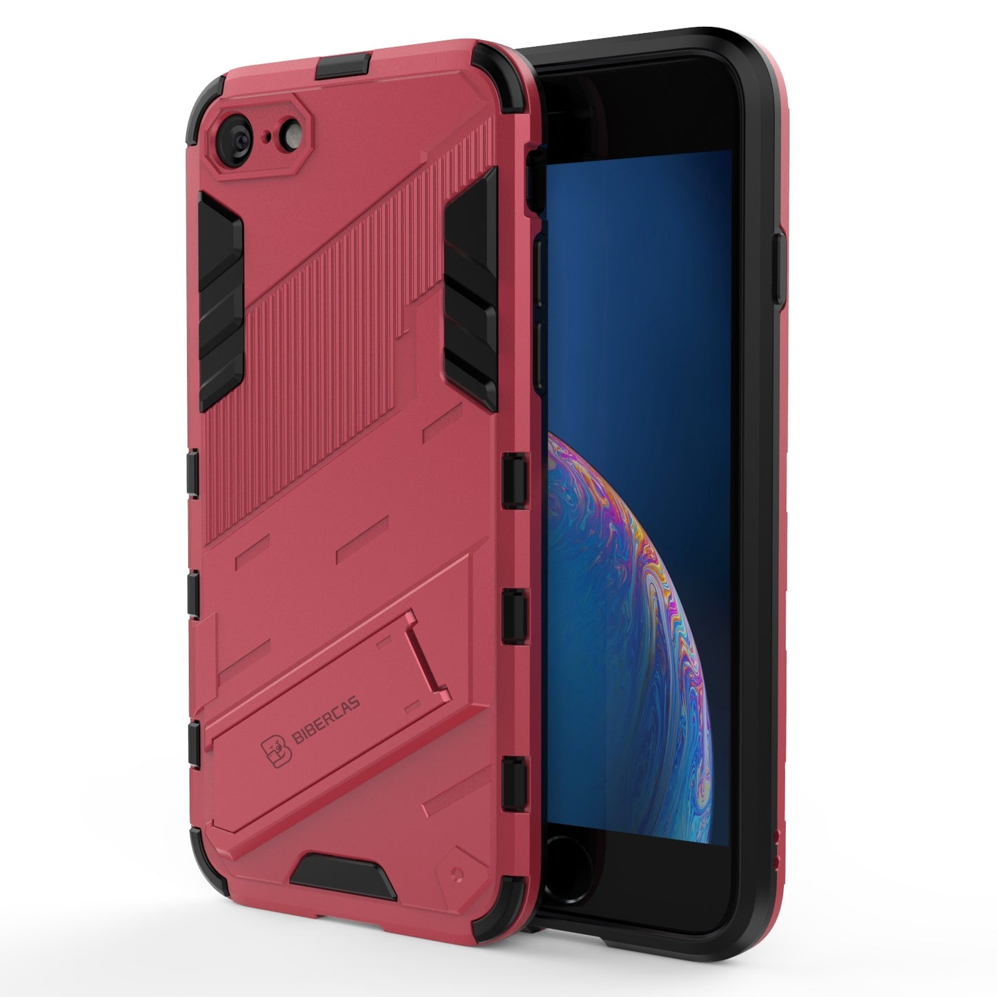 iPhone 8 Shockproof Phone Case - Punk Armor 2-in-1 PC + TPU with Invisible Holder
