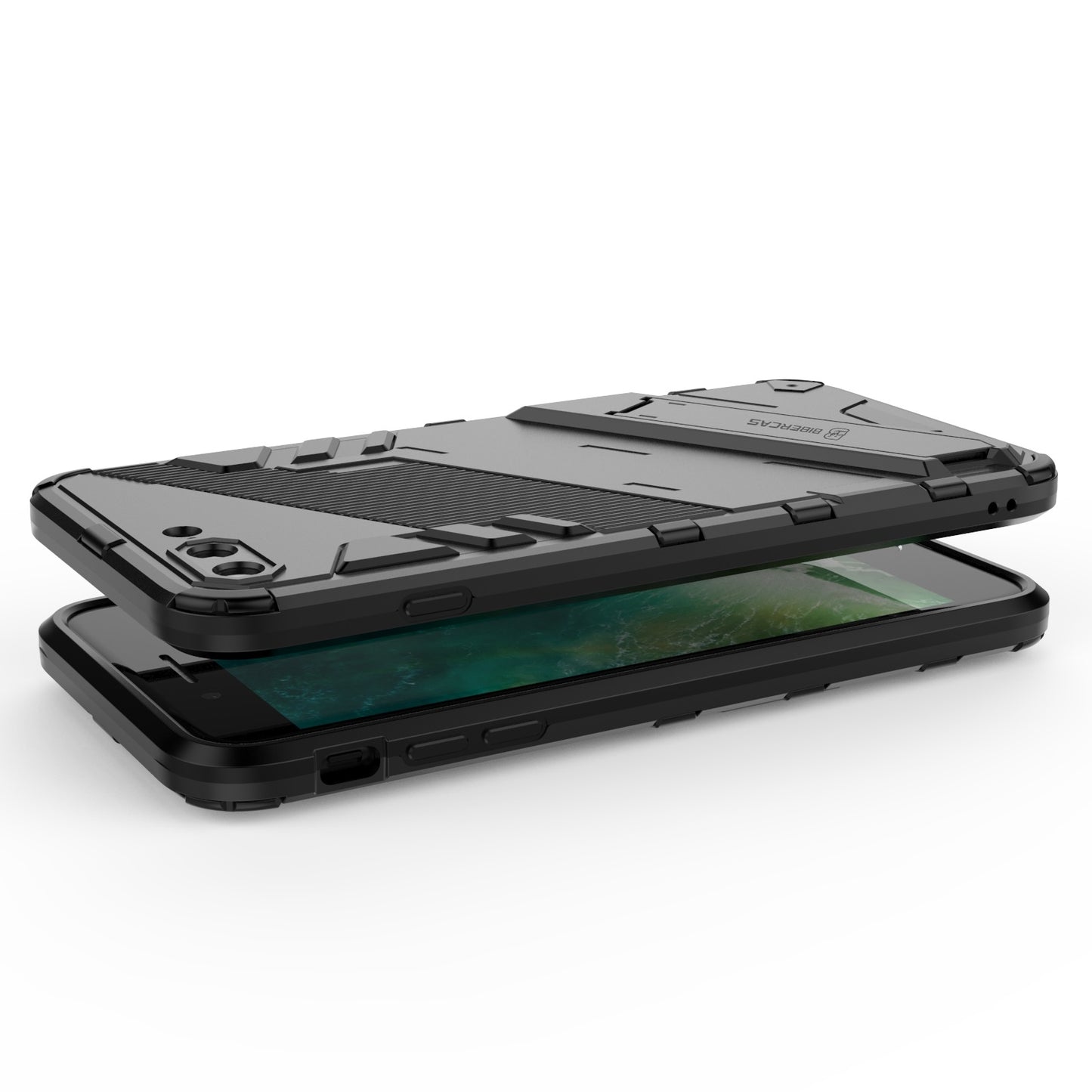 iPhone 8 Plus Shockproof Phone Case - Punk Armor 2-in-1 PC + TPU with Invisible Holder