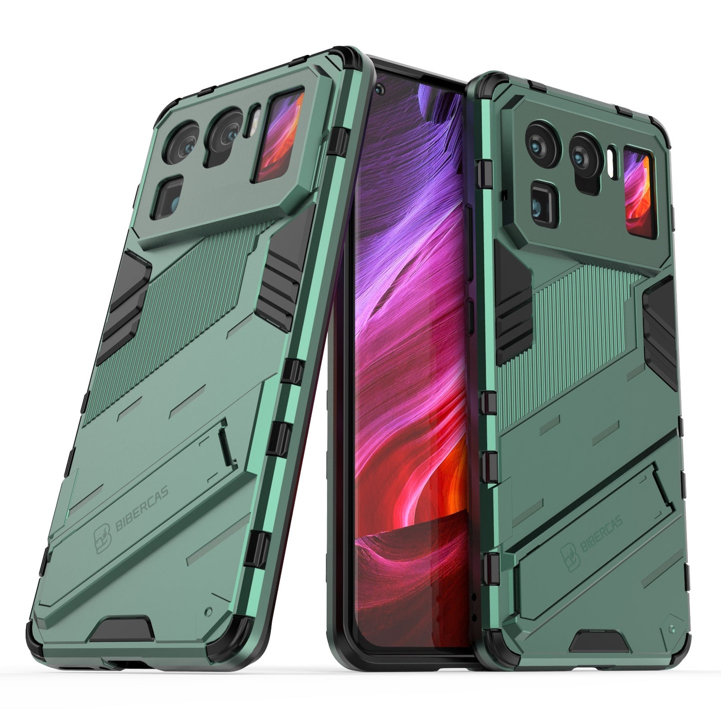 Xiaomi Mi 11 Ultra Shockproof Phone Case - Punk Armor 2-in-1 PC + TPU with Invisible Holder
