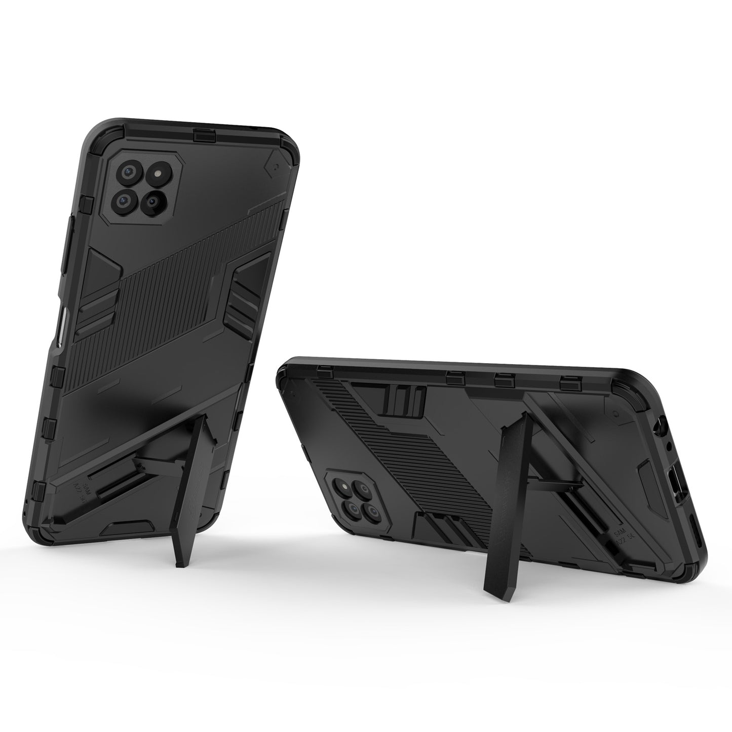 Samsung Galaxy A22 5G Shockproof Phone Case - Punk Armor 2-in-1 PC + TPU with Invisible Holder