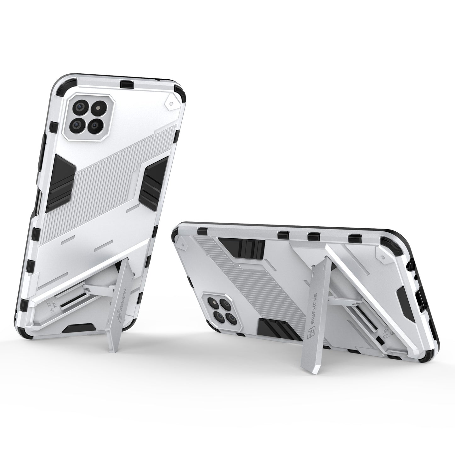 Samsung Galaxy A22 5G Shockproof Phone Case - Punk Armor 2-in-1 PC + TPU with Invisible Holder
