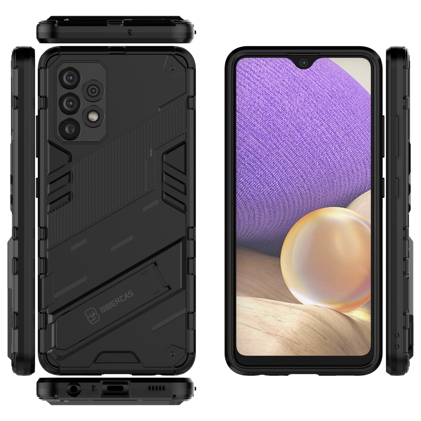 Samsung Galaxy A32 4G Shockproof Phone Case - Punk Armor 2-in-1 PC + TPU with Invisible Holder