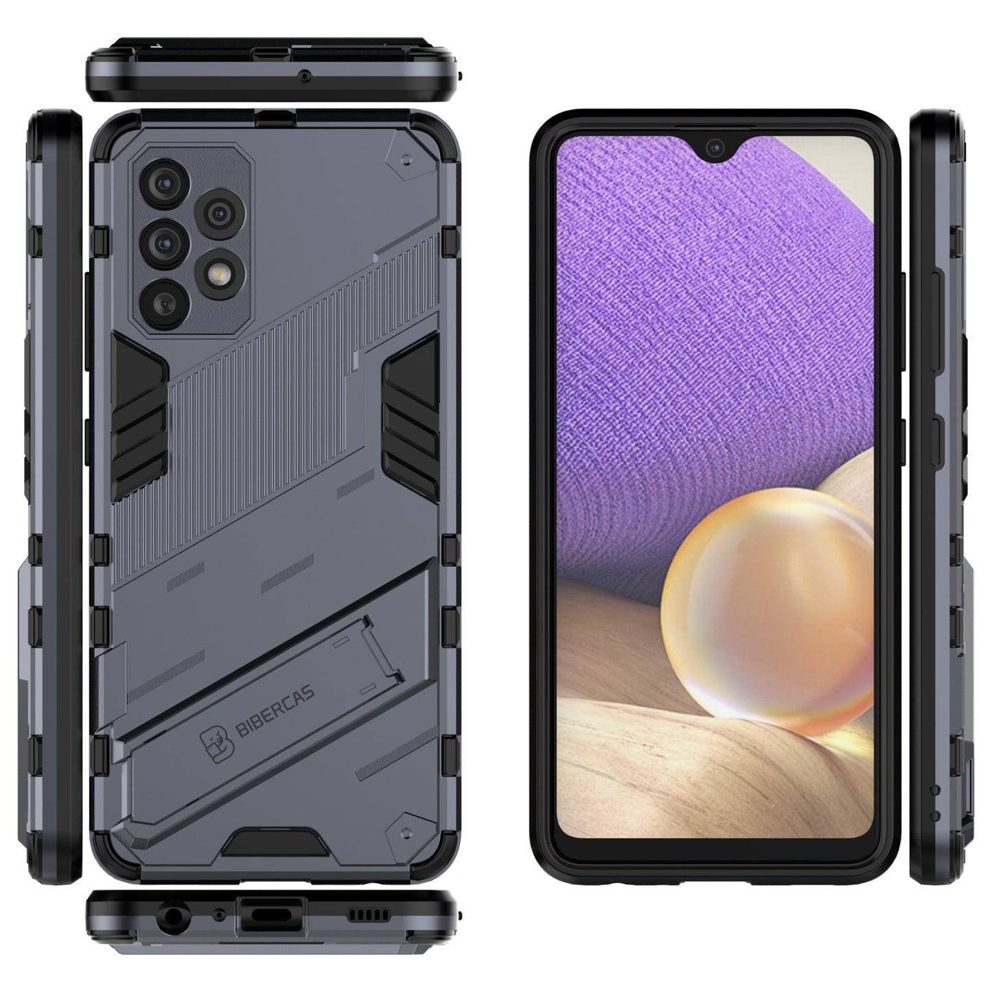 Samsung Galaxy A32 4G Shockproof Phone Case - Punk Armor 2-in-1 PC + TPU with Invisible Holder