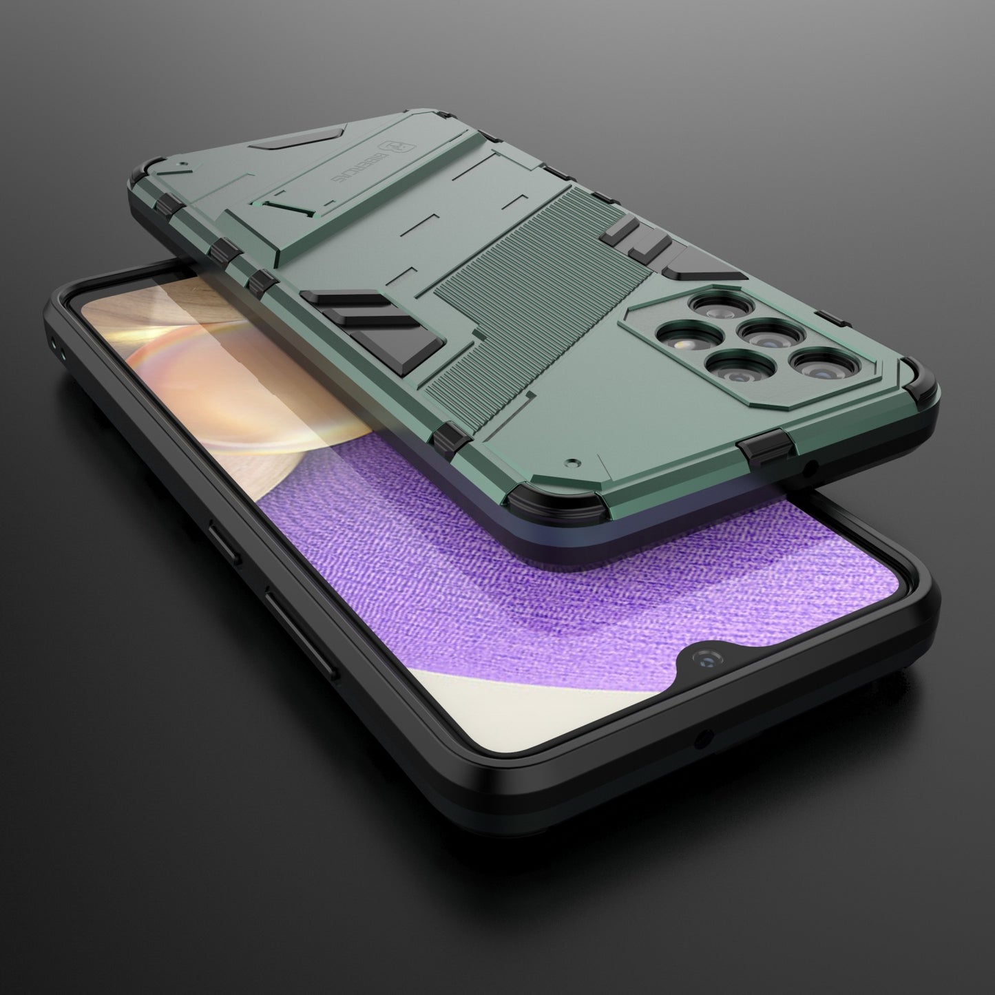 Samsung Galaxy A32 4G Shockproof Phone Case - Punk Armor 2-in-1 PC + TPU with Invisible Holder