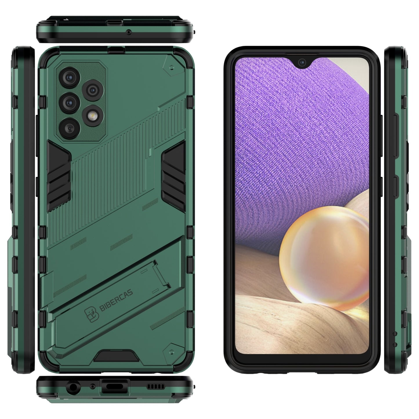 Samsung Galaxy A32 4G Shockproof Phone Case - Punk Armor 2-in-1 PC + TPU with Invisible Holder