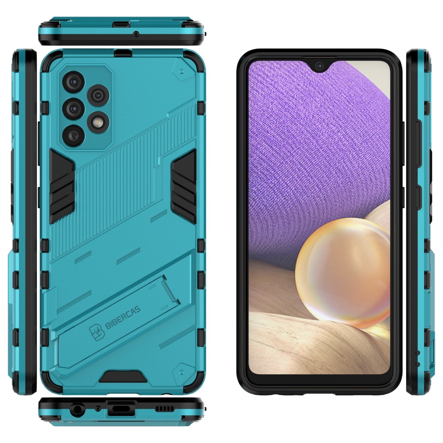 Samsung Galaxy A32 4G Shockproof Phone Case - Punk Armor 2-in-1 PC + TPU with Invisible Holder