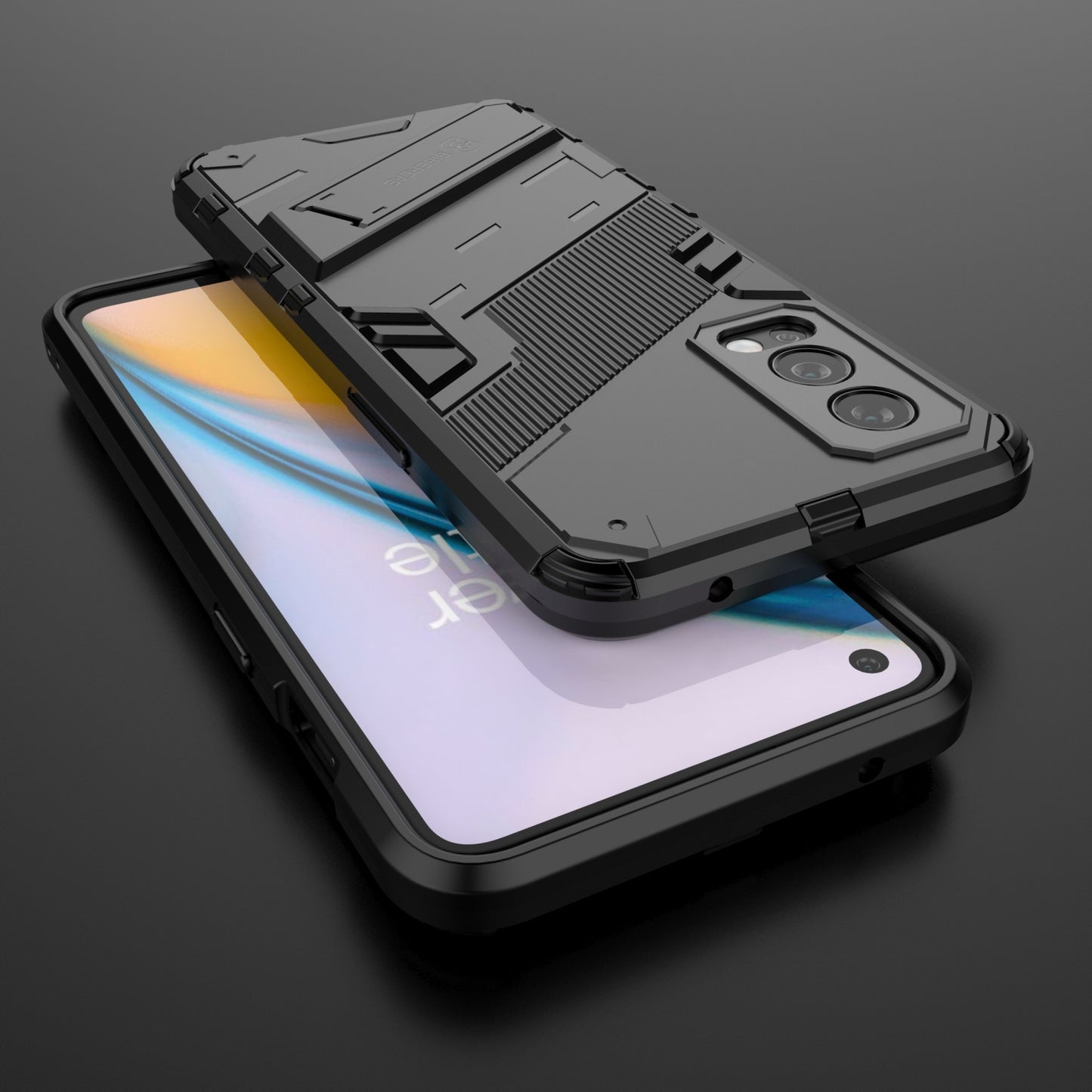 OnePlus Nord 2 5G Shockproof Phone Case - Punk Armor 2-in-1 PC + TPU with Invisible Holder