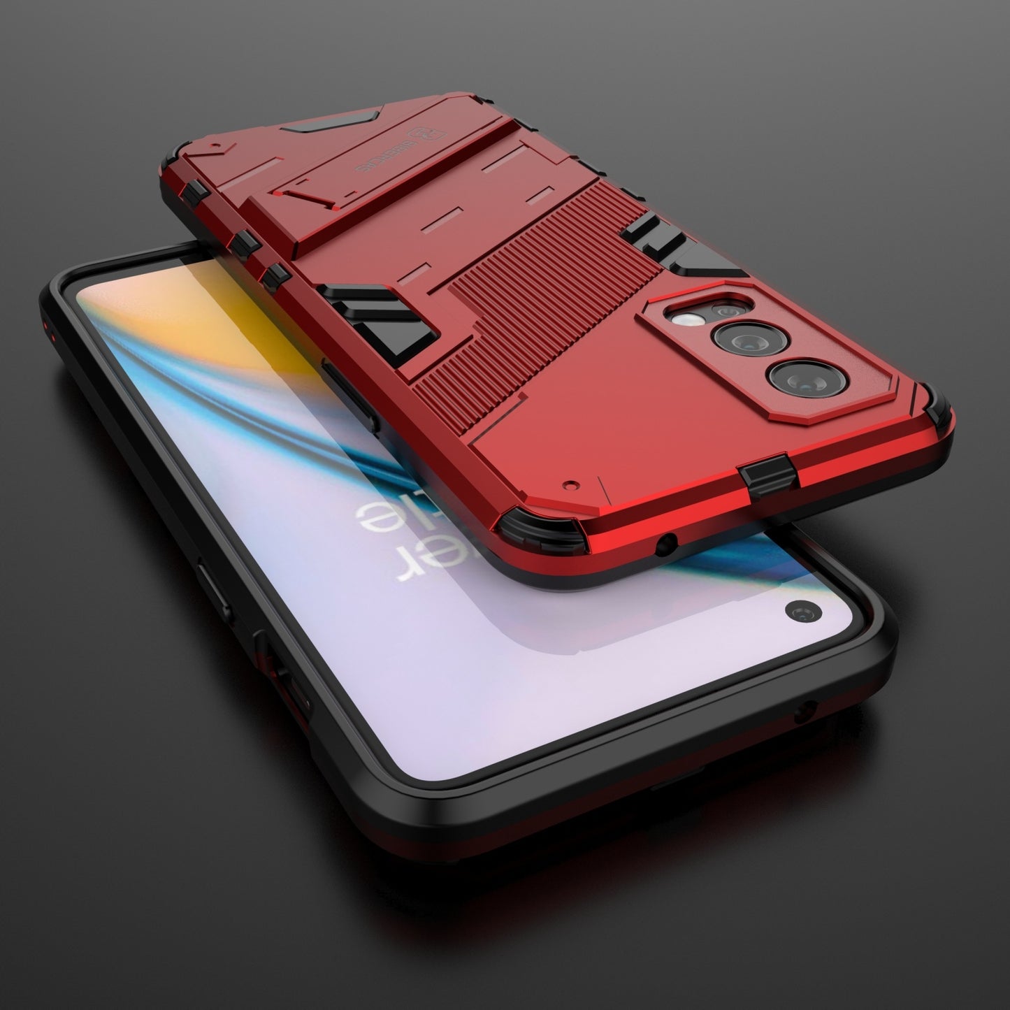 OnePlus Nord 2 5G Shockproof Phone Case - Punk Armor 2-in-1 PC + TPU with Invisible Holder
