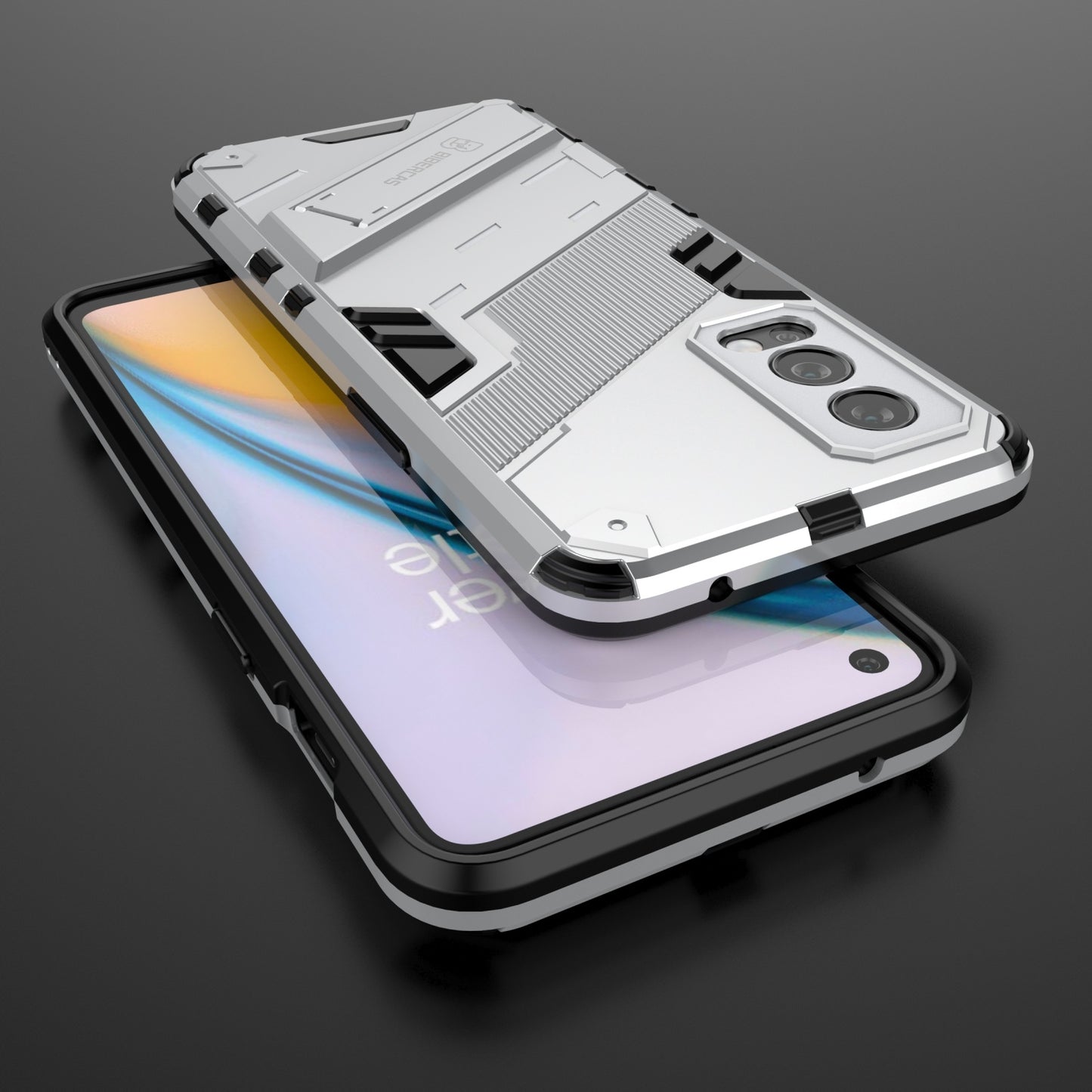 OnePlus Nord 2 5G Shockproof Phone Case - Punk Armor 2-in-1 PC + TPU with Invisible Holder