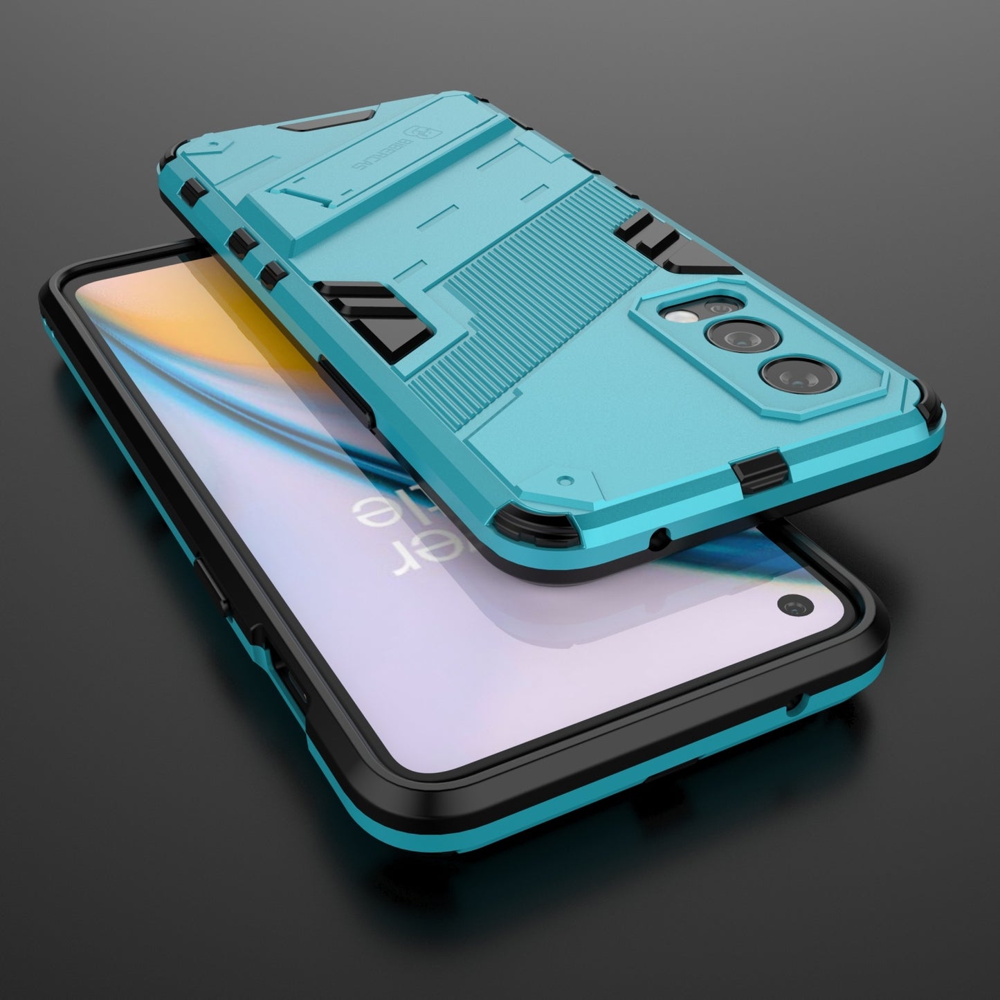 OnePlus Nord 2 5G Shockproof Phone Case - Punk Armor 2-in-1 PC + TPU with Invisible Holder