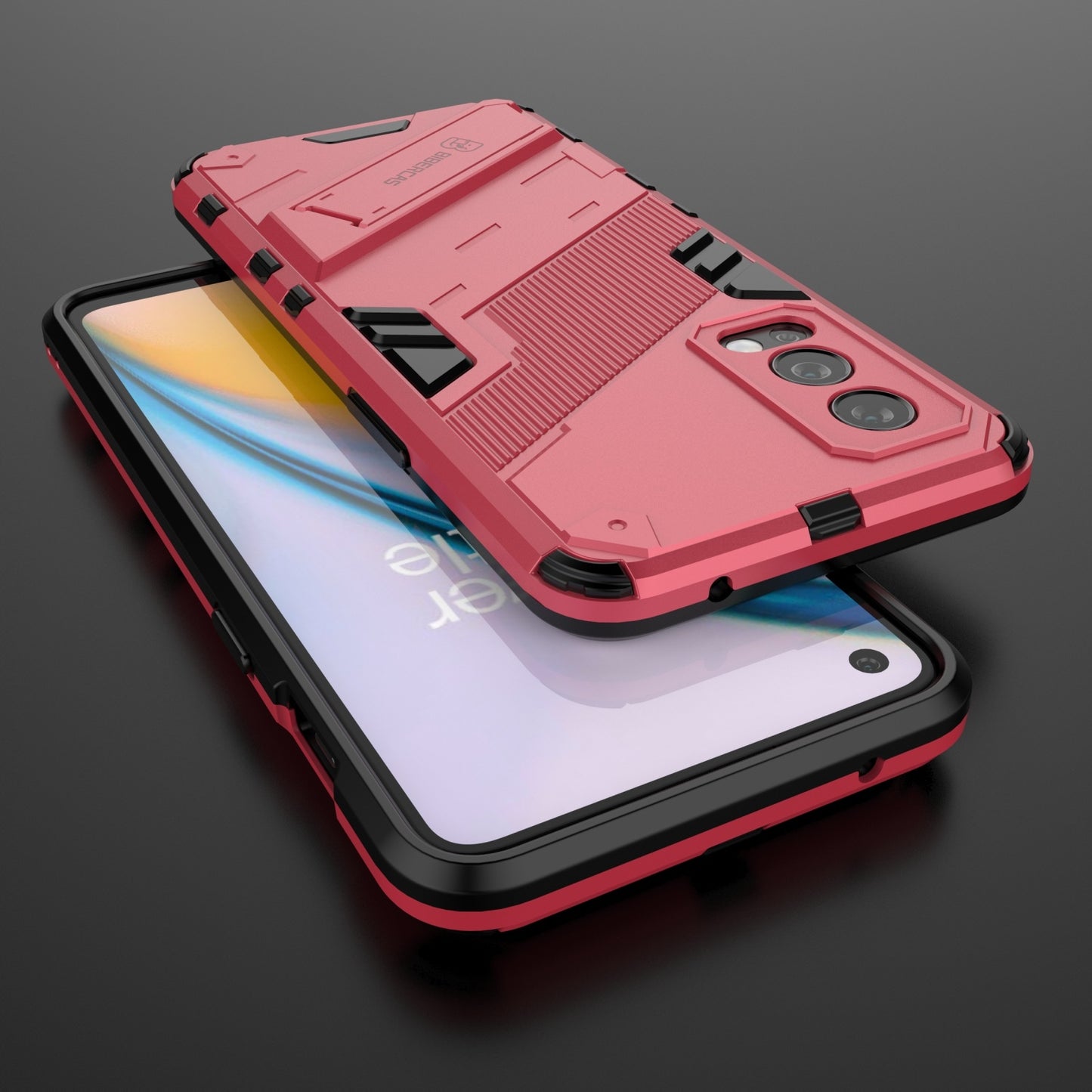 OnePlus Nord 2 5G Shockproof Phone Case - Punk Armor 2-in-1 PC + TPU with Invisible Holder