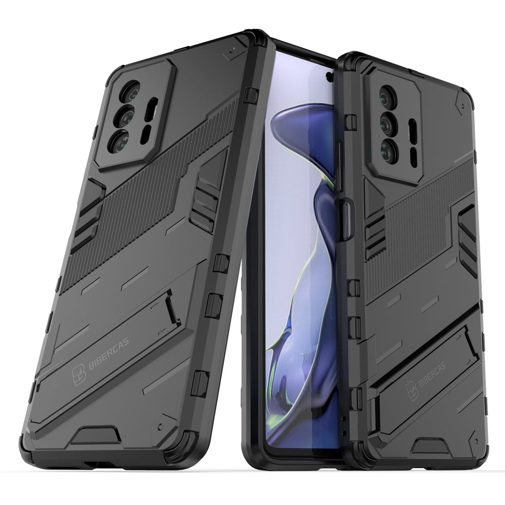 Xiaomi Mi 11T Shockproof Phone Case - Punk Armor 2-in-1 PC + TPU with Invisible Holder
