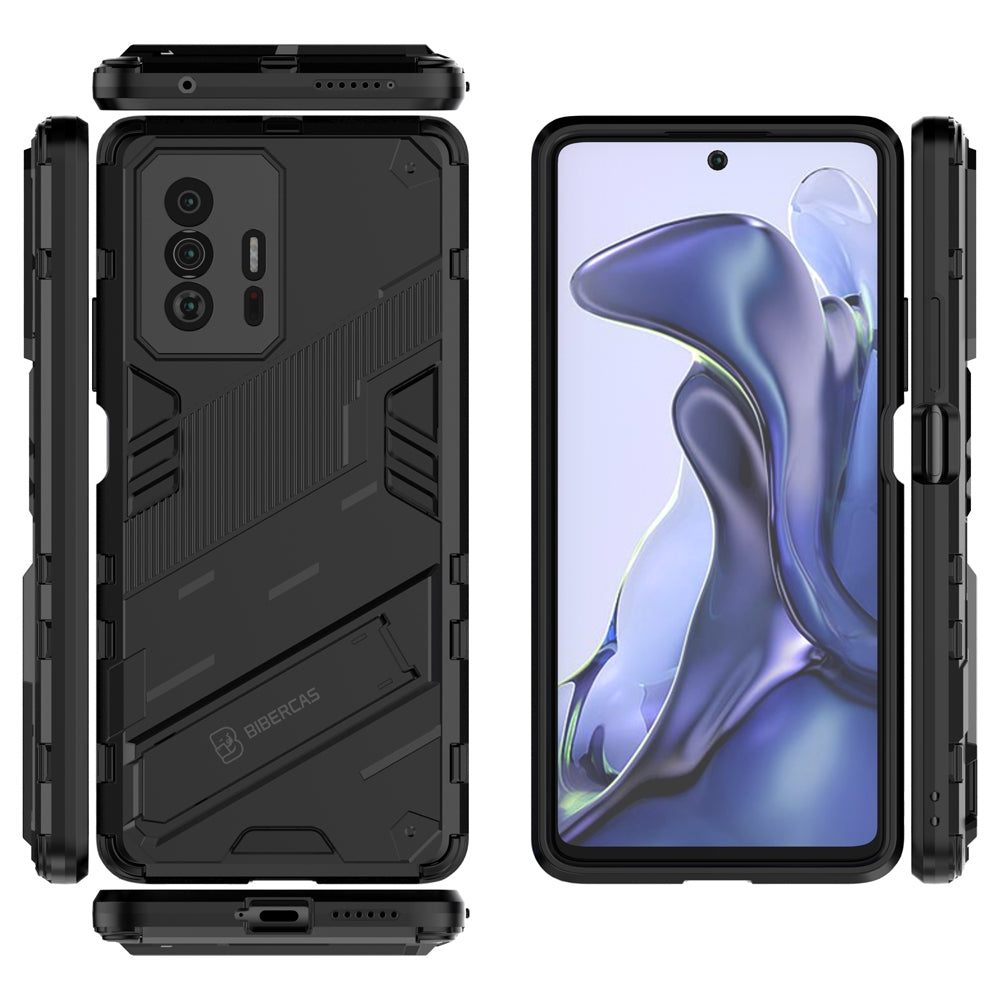 Xiaomi Mi 11T Shockproof Phone Case - Punk Armor 2-in-1 PC + TPU with Invisible Holder