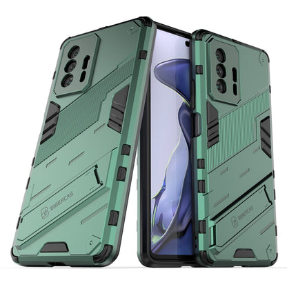 Xiaomi Mi 11T Shockproof Phone Case - Punk Armor 2-in-1 PC + TPU with Invisible Holder
