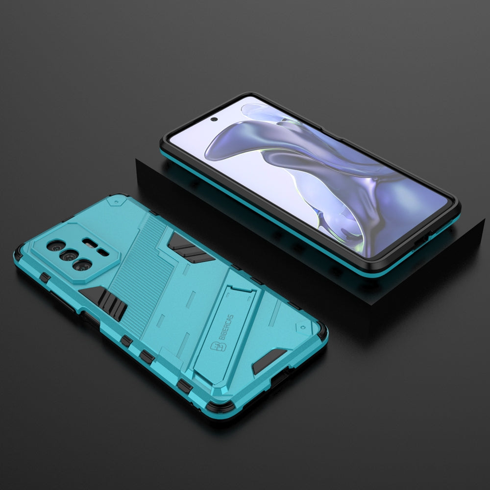 Xiaomi Mi 11T Pro Shockproof Phone Case - Punk Armor 2-in-1 PC + TPU with Invisible Holder