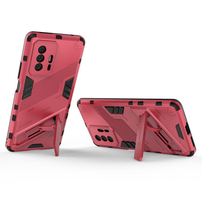 Xiaomi Mi 11T Shockproof Phone Case - Punk Armor 2-in-1 PC + TPU with Invisible Holder