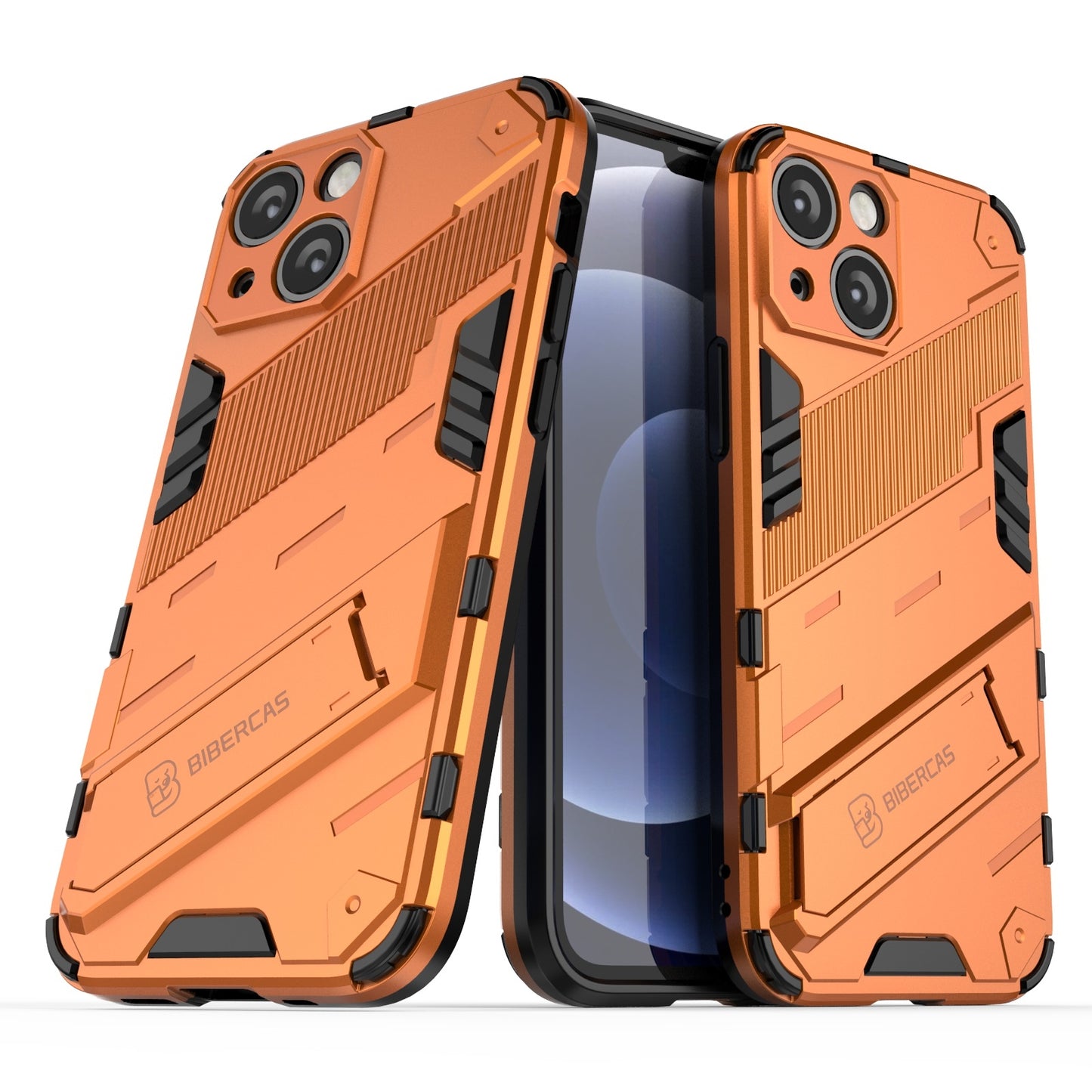 iPhone 13 Shockproof Phone Case - Punk Armor 2-in-1 PC + TPU with Invisible Holder