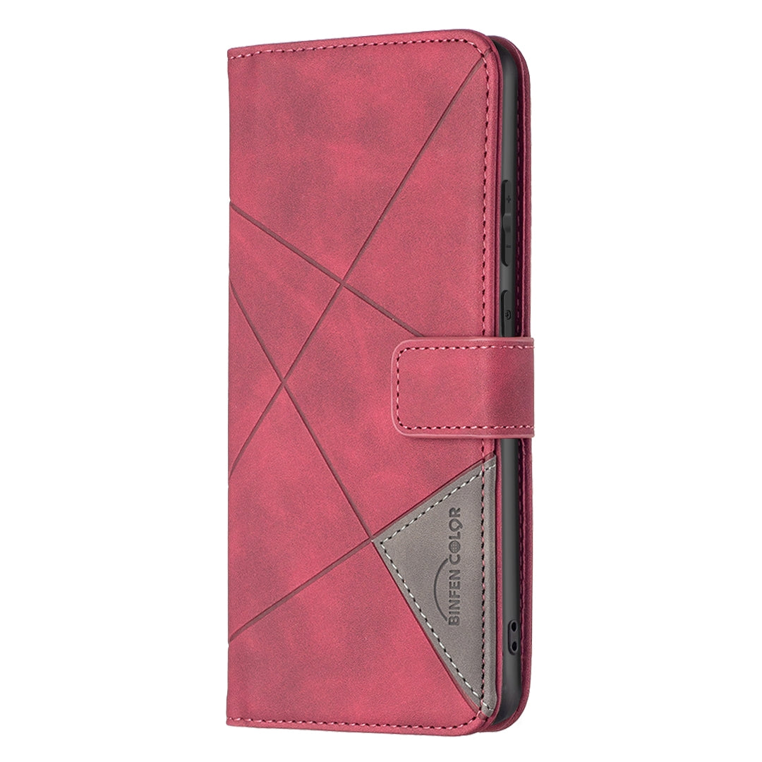 Samsung Galaxy A03 166mm Wallet Case – Rhombus Texture PU Leather, Magnetic Buckle, Card Slots, Stand Function, Shockproof Protective Cover