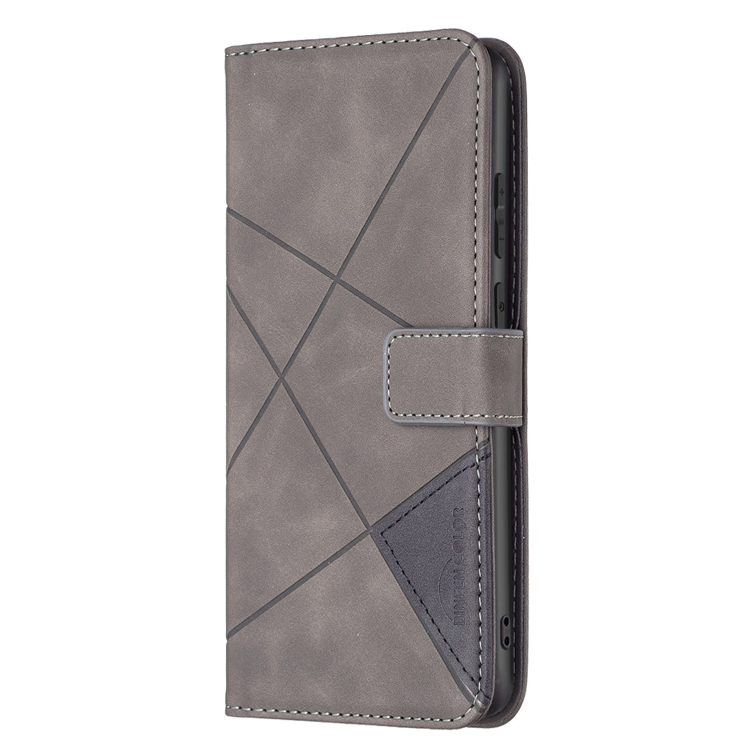 Samsung Galaxy A03 166mm Wallet Case – Rhombus Texture PU Leather, Magnetic Buckle, Card Slots, Stand Function, Shockproof Protective Cover