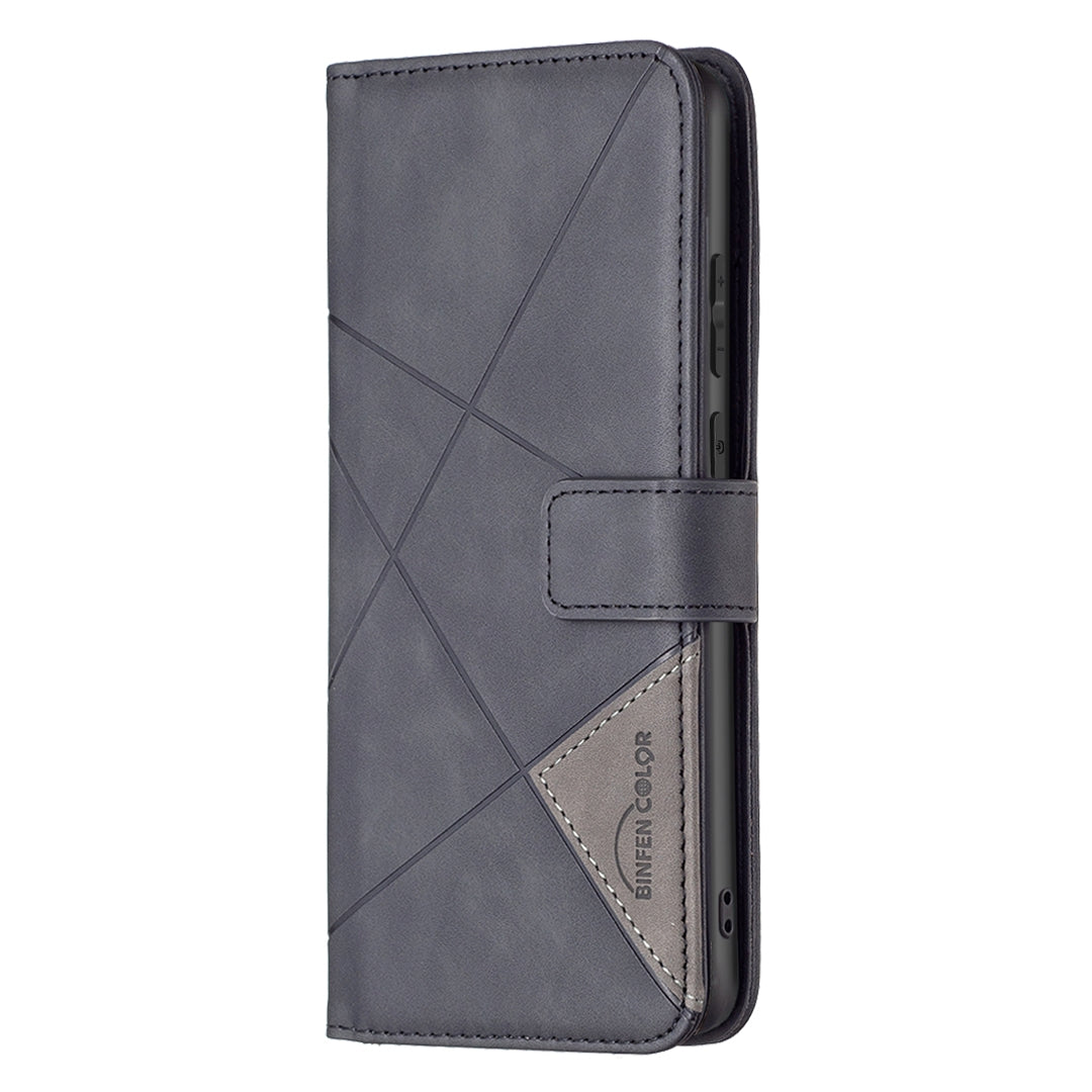 Samsung Galaxy A03 166mm Wallet Case – Rhombus Texture PU Leather, Magnetic Buckle, Card Slots, Stand Function, Shockproof Protective Cover