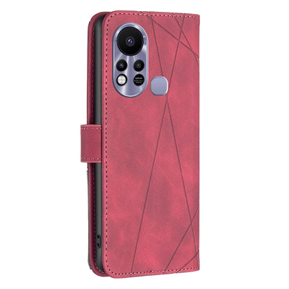 Infinix Hot 11s NFC Wallet Case – Rhombus Texture PU Leather, Magnetic Buckle, Card Slots, Stand Function, Shockproof Protective Cover