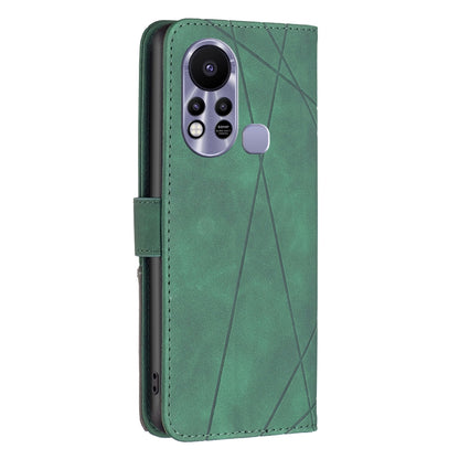 Infinix Hot 11s NFC Wallet Case – Rhombus Texture PU Leather, Magnetic Buckle, Card Slots, Stand Function, Shockproof Protective Cover