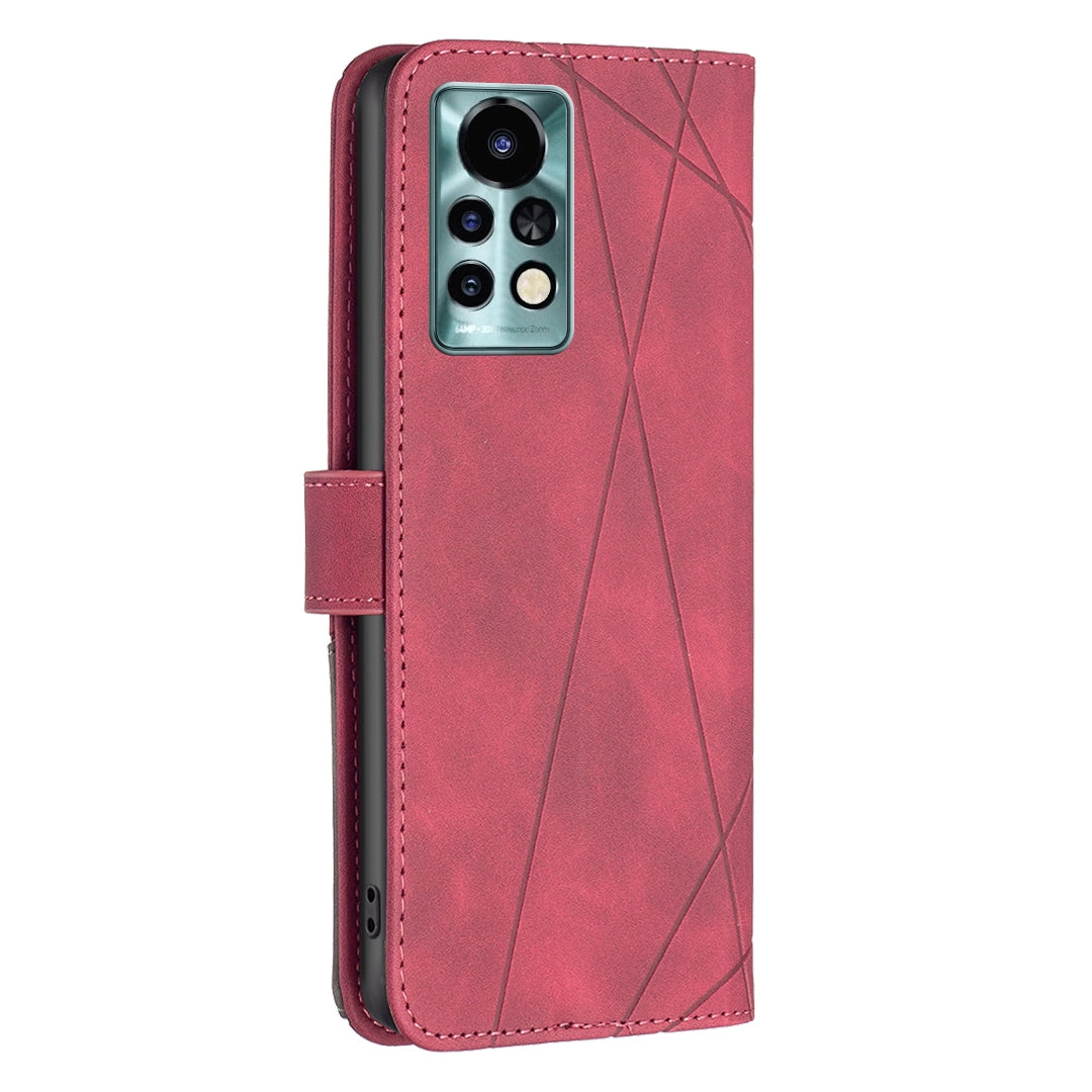Infinix Note 11 Pro Wallet Case – Rhombus Texture PU Leather, Magnetic Buckle, Card Slots, Stand Function, Shockproof Protective Cover
