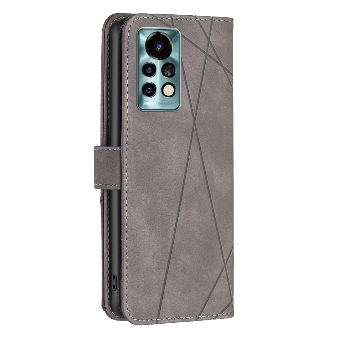 Infinix Note 11 Pro Wallet Case – Rhombus Texture PU Leather, Magnetic Buckle, Card Slots, Stand Function, Shockproof Protective Cover
