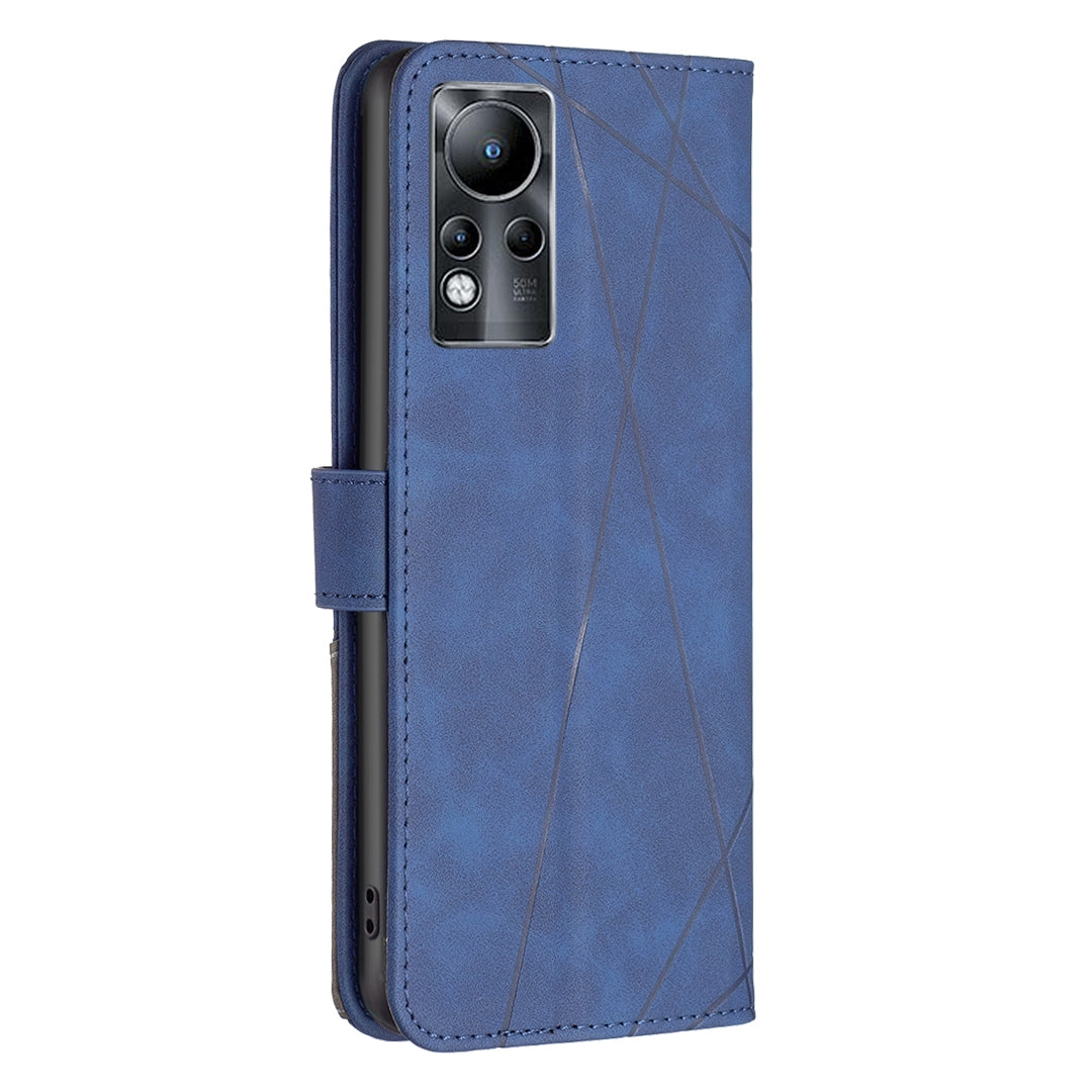 Infinix Note 11 Wallet Case – Rhombus Texture PU Leather, Magnetic Buckle, Card Slots, Stand Function, Shockproof Protective Cover