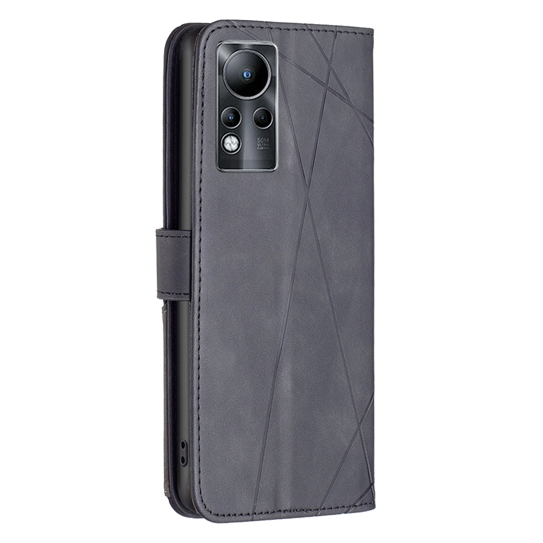 Infinix Note 11 Wallet Case – Rhombus Texture PU Leather, Magnetic Buckle, Card Slots, Stand Function, Shockproof Protective Cover
