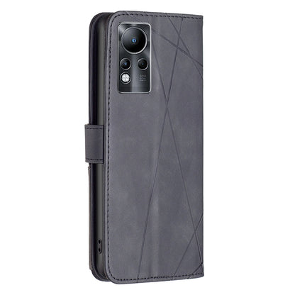 Infinix Note 11 Wallet Case – Rhombus Texture PU Leather, Magnetic Buckle, Card Slots, Stand Function, Shockproof Protective Cover