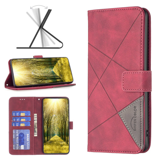Infinix Smart 6 Wallet Case – Rhombus Texture PU Leather, Magnetic Buckle, Card Slots, Stand Function, Shockproof Protective Cover