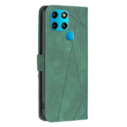 Infinix Smart 6 Wallet Case – Rhombus Texture PU Leather, Magnetic Buckle, Card Slots, Stand Function, Shockproof Protective Cover